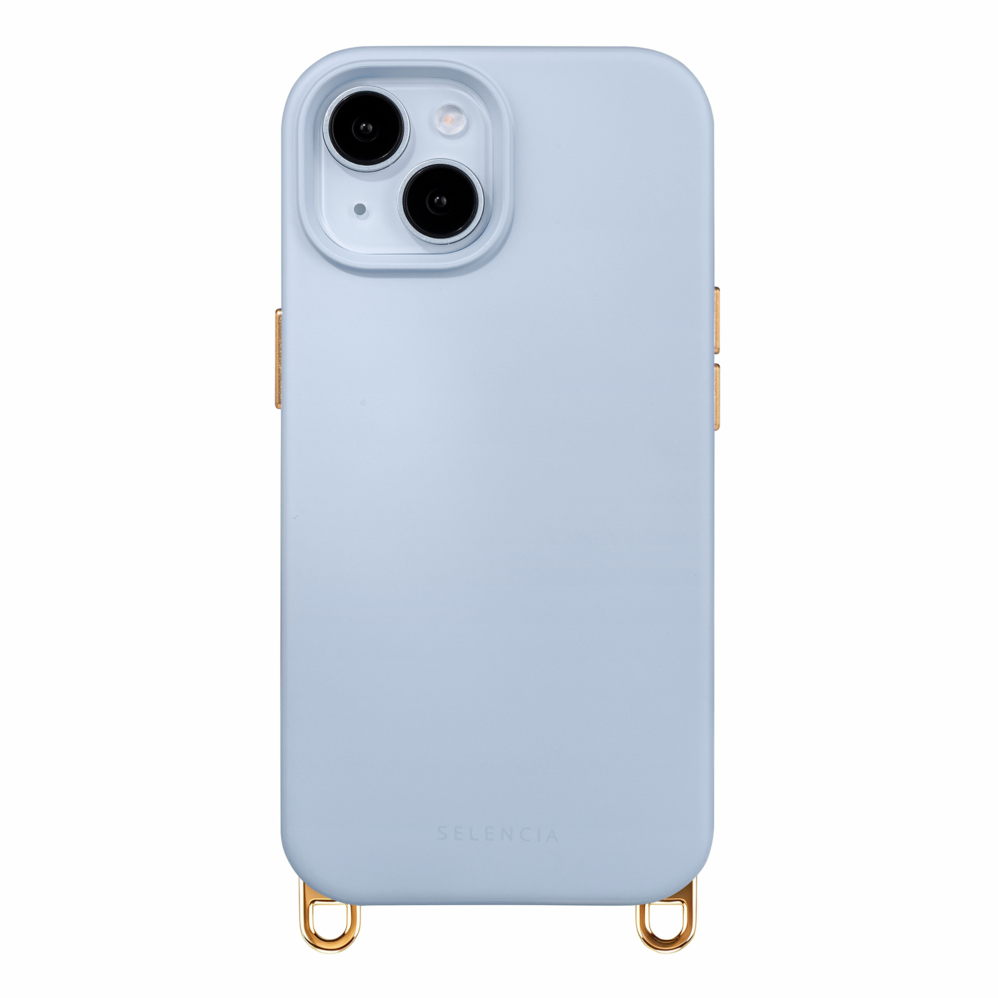 Selencia Rivièra Backcover mit MagSafe mit abnehmbaren Haken für das Apple iPhone 15 - Powder Blue