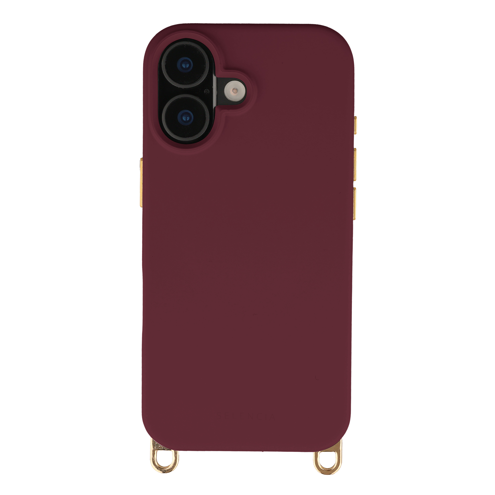 Selencia Rivièra Backcover mit MagSafe mit abnehmbaren Haken für das Apple iPhone 16 - Bold Burgundy