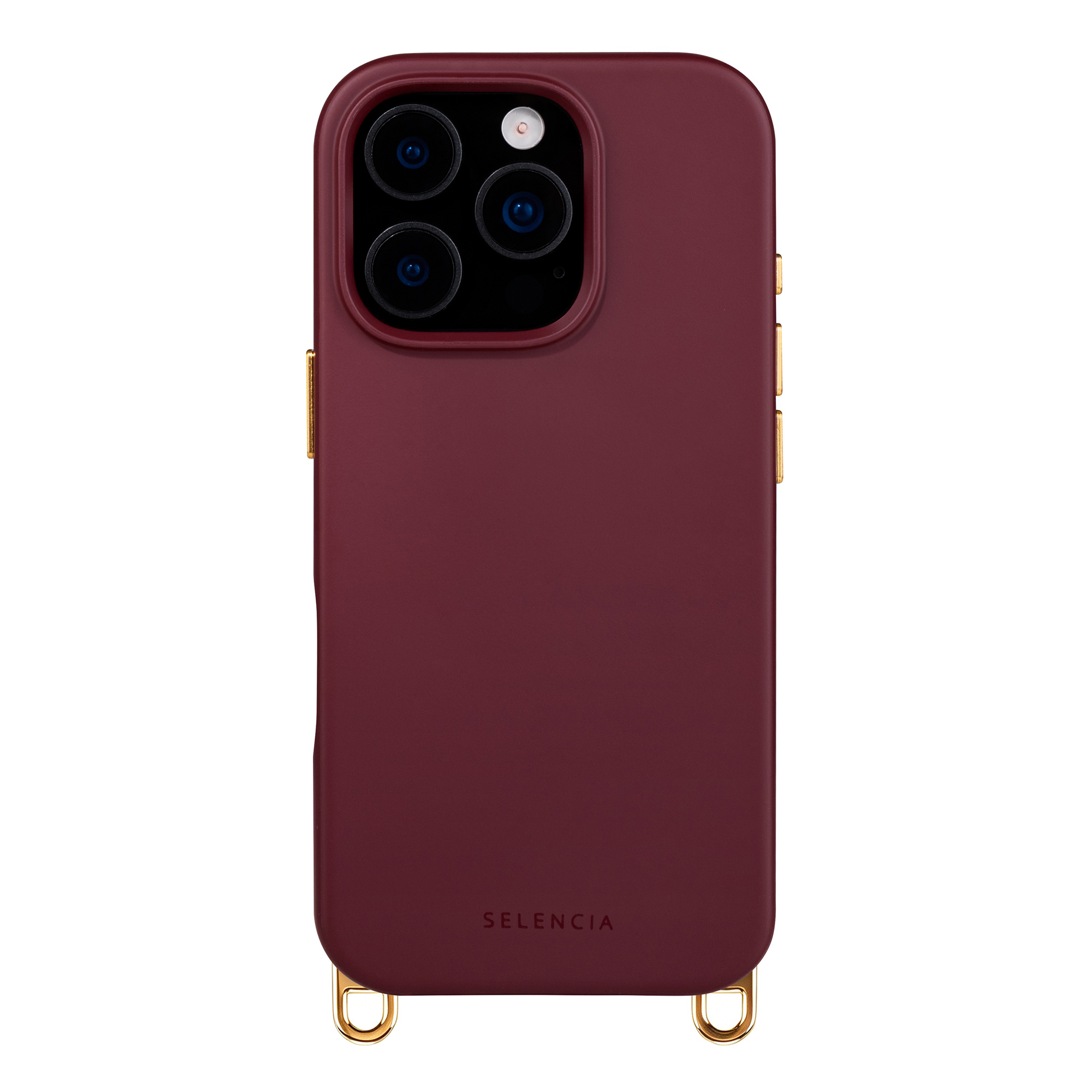 Selencia Rivièra Backcover mit MagSafe mit abnehmbaren Haken für das Apple iPhone 16 Pro - Bold Burgundy