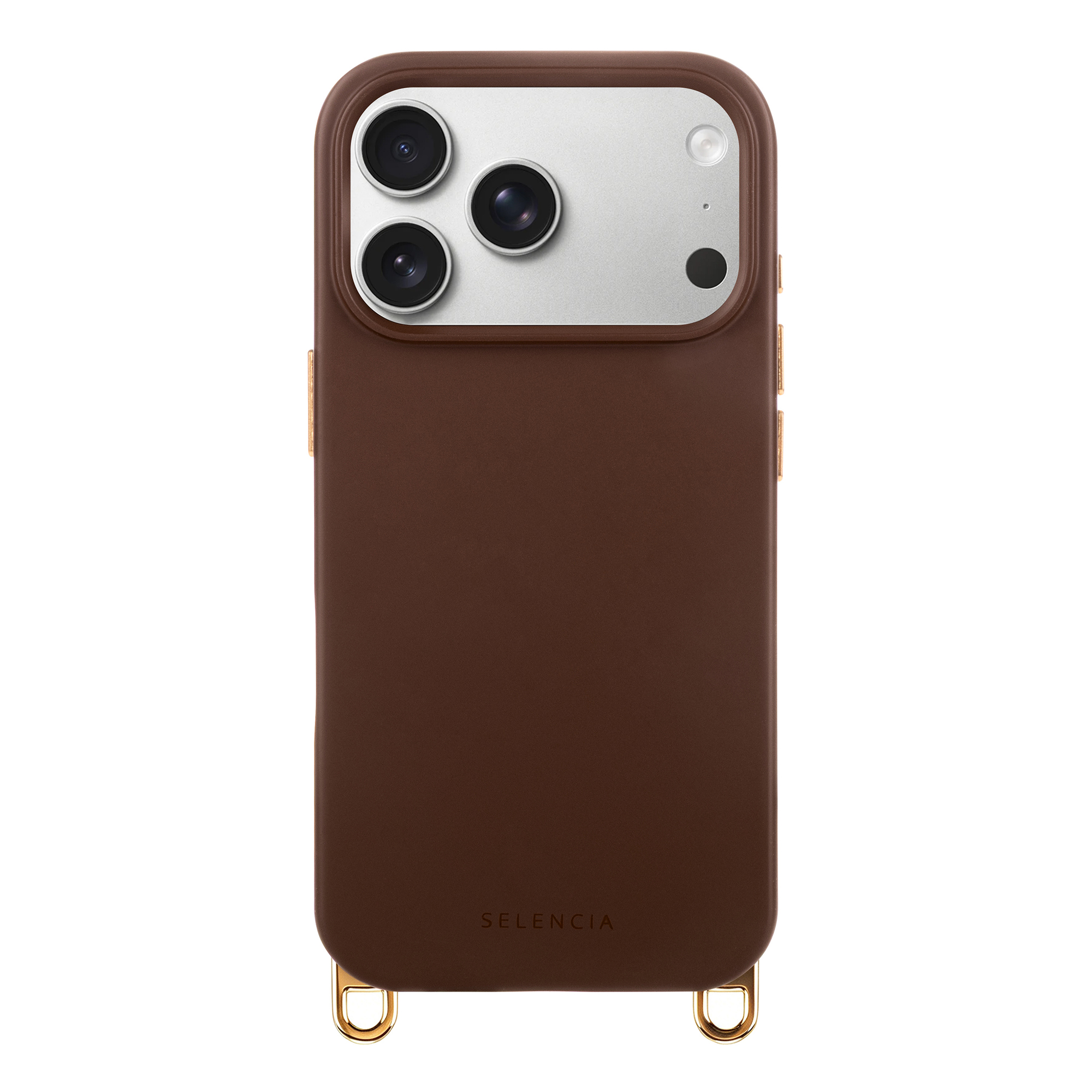 Selencia Rivièra Backcover mit MagSafe mit abnehmbaren Haken für das Apple iPhone 18 Pro Max / 17 Pro Max - Choco Brown