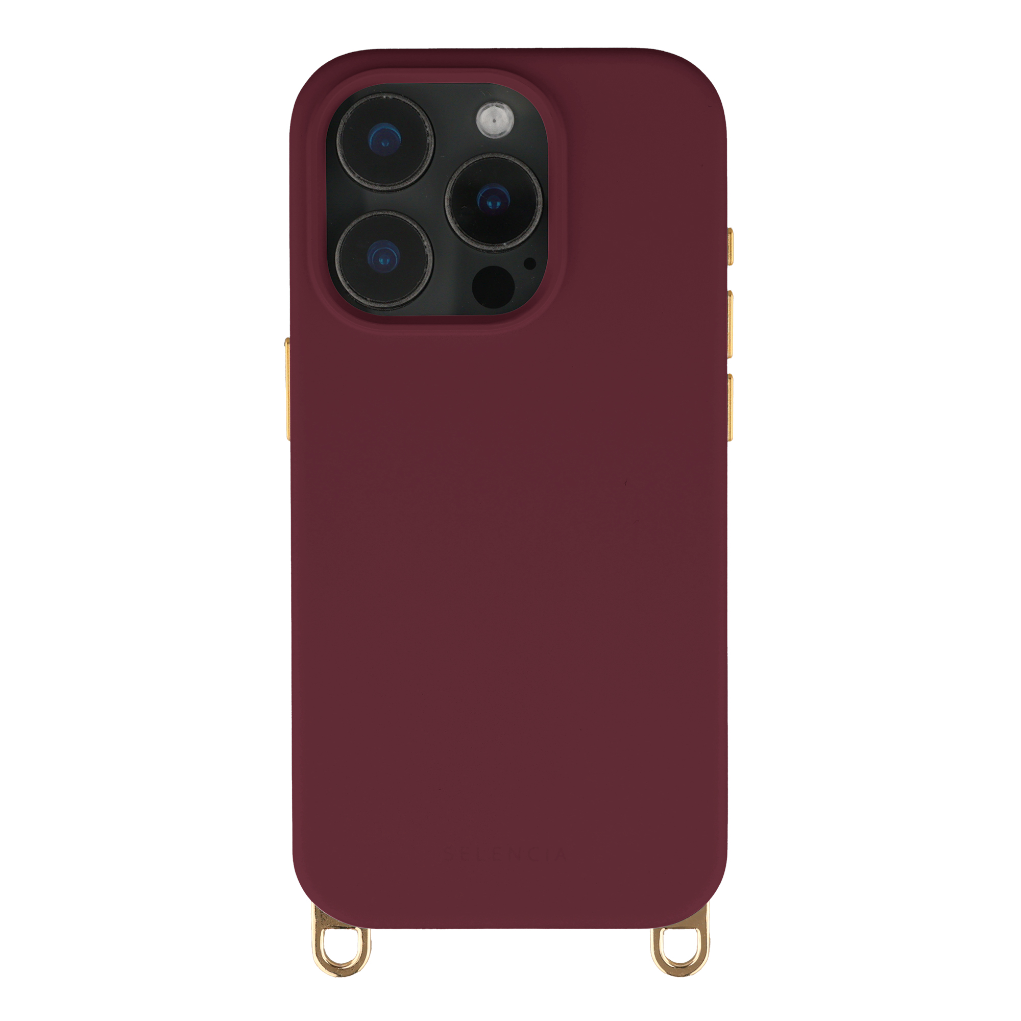 Selencia Rivièra Backcover mit MagSafe mit abnehmbaren Haken für das Apple iPhone 15 Pro - Bold Burgundy