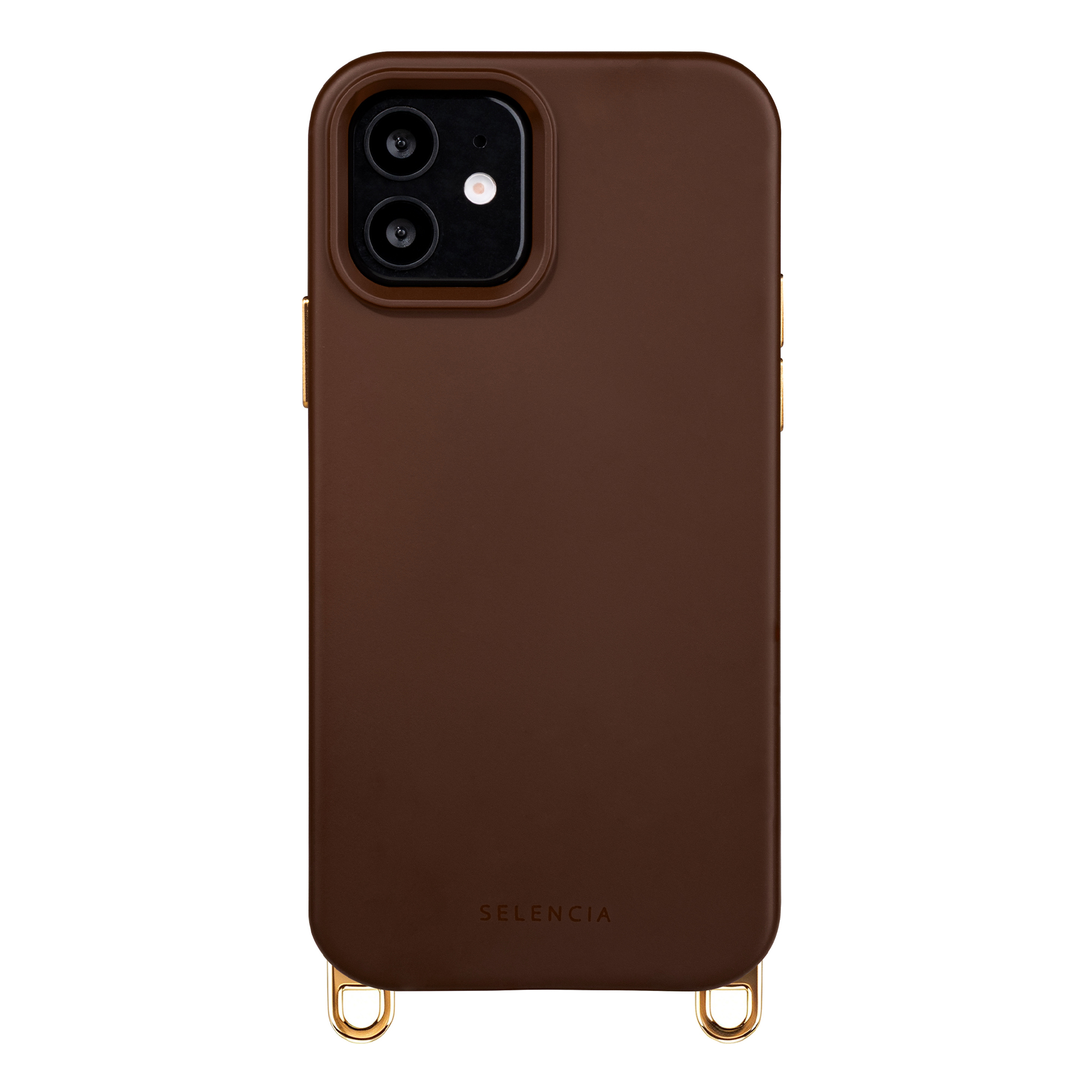 Selencia Rivièra Backcover mit MagSafe mit abnehmbaren Haken für das iPhone 12 / 12 Pro - Choco Brown
