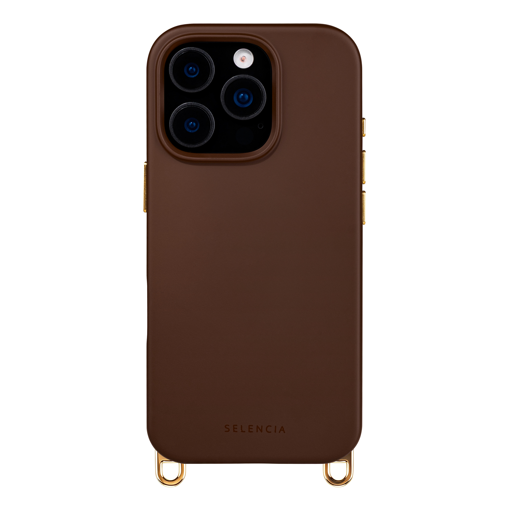 Selencia Rivièra Backcover mit MagSafe mit abnehmbaren Haken für das Apple iPhone 16 Pro Max - Choco Brown