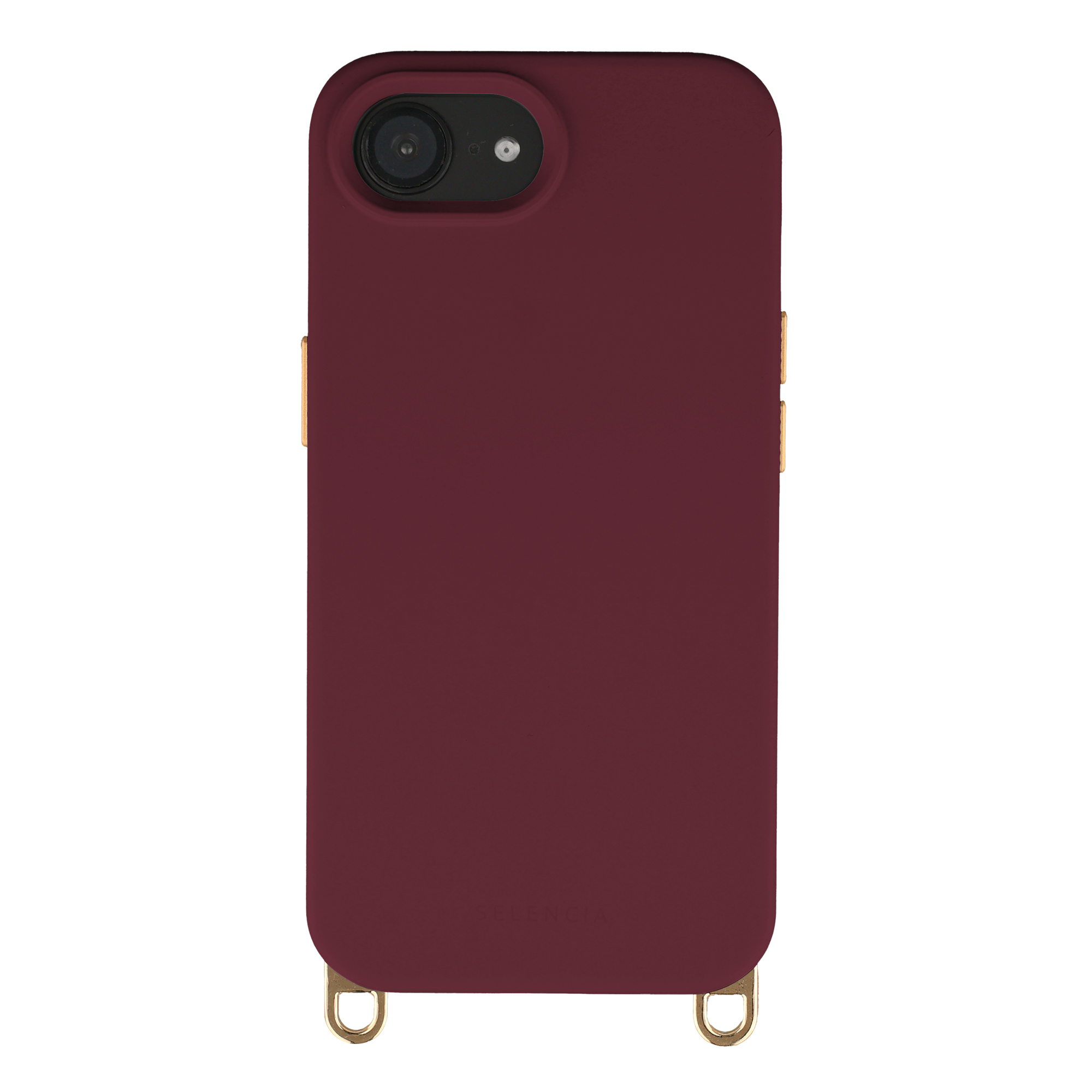 Selencia Rivièra Backcover mit MagSafe mit abnehmbaren Haken für das Apple iPhone 17e / 16e - Bold Burgundy