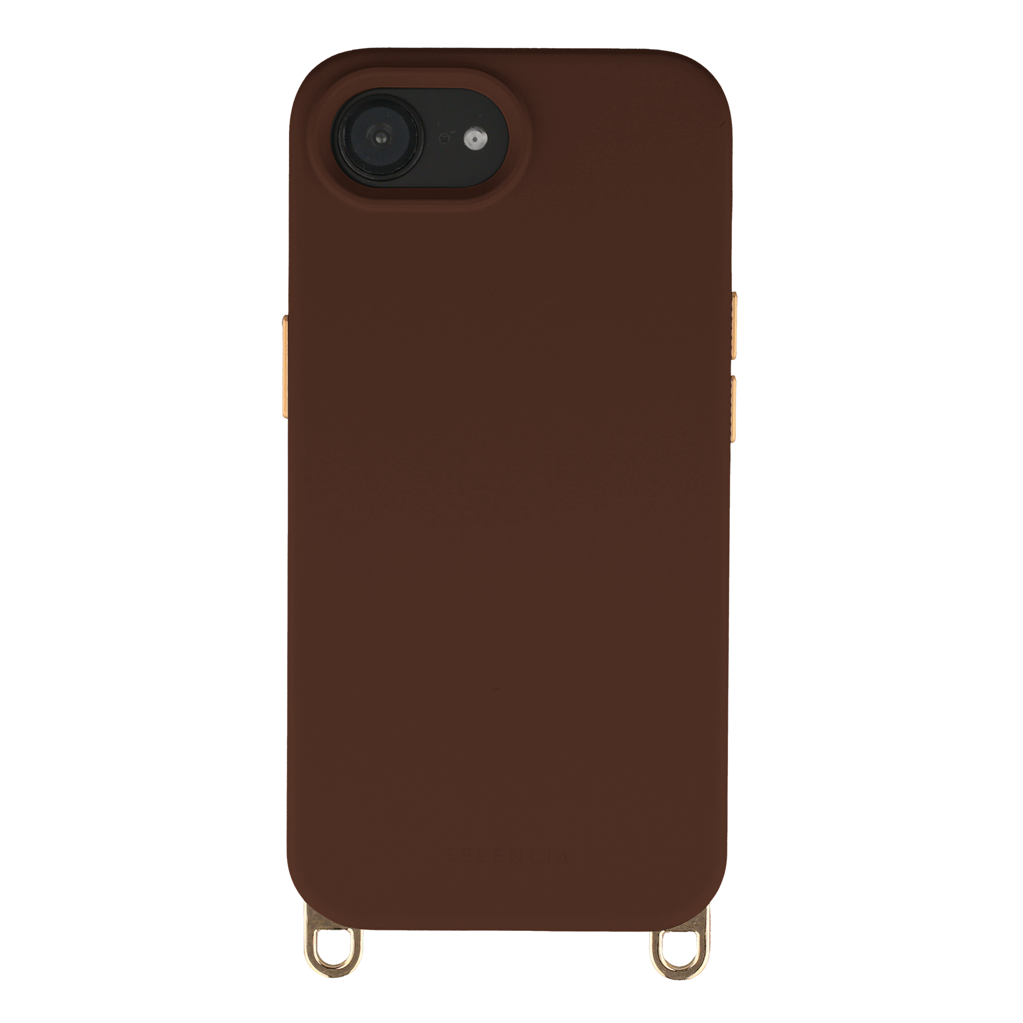 Selencia Rivièra Backcover mit MagSafe mit abnehmbaren Haken für das Apple iPhone 17e / 16e - Choco Brown