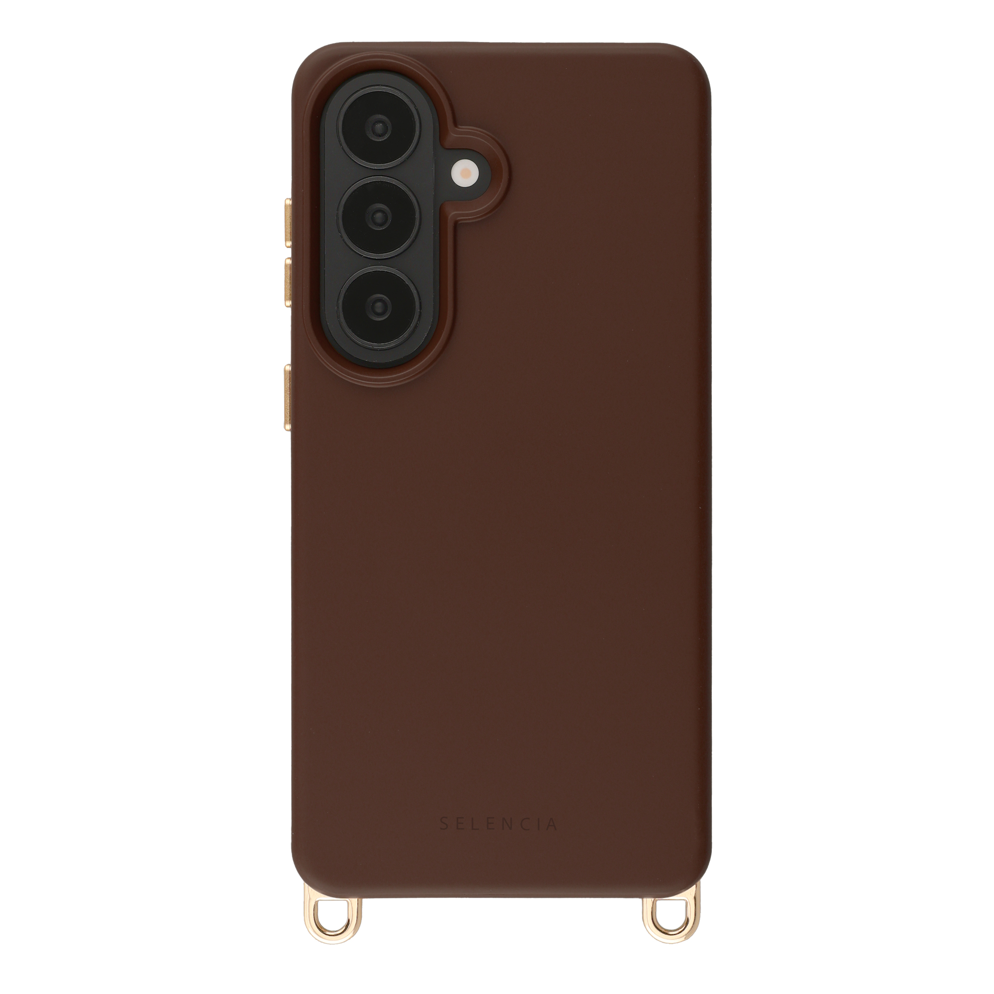Selencia Rivièra Backcover mit MagSafe mit abnehmbaren Haken für das Samsung Galaxy S26 - Choco Brown