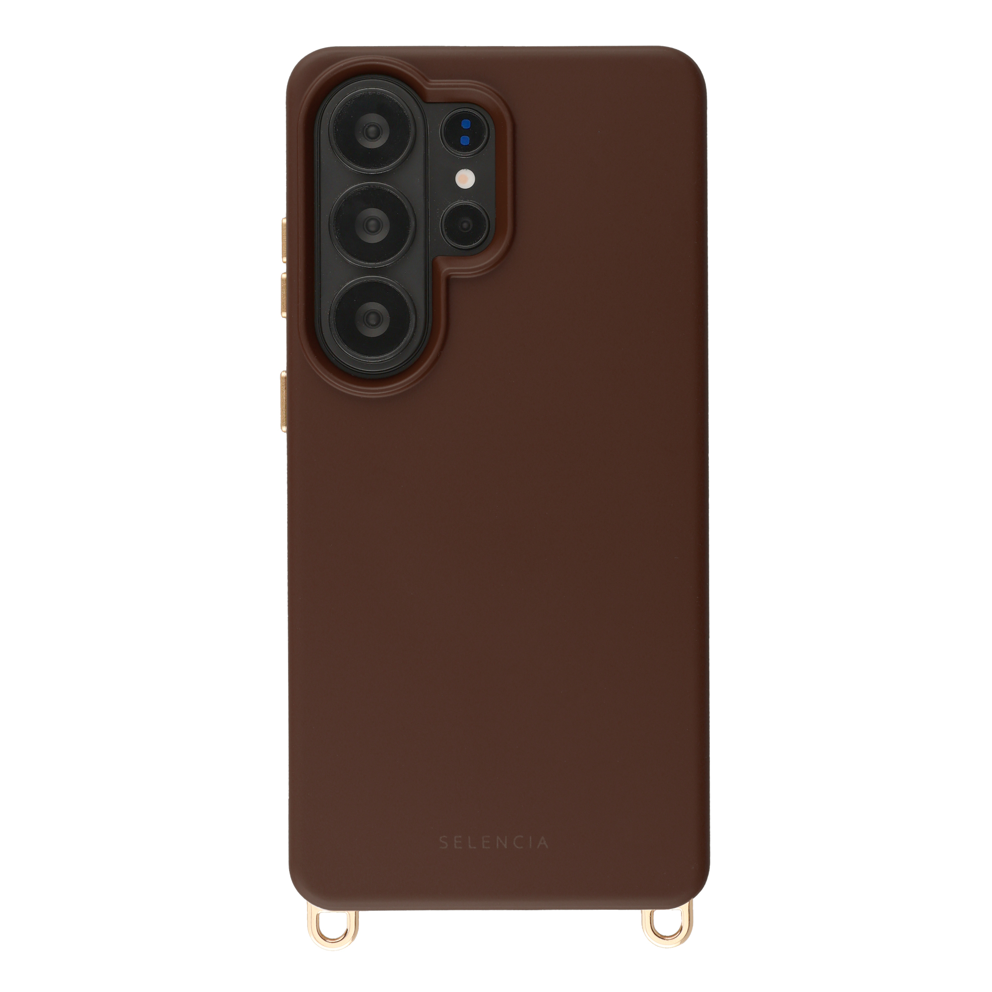 Selencia Rivièra Backcover mit MagSafe mit abnehmbaren Haken für das Samsung Galaxy S26 Ultra - Choco Brown