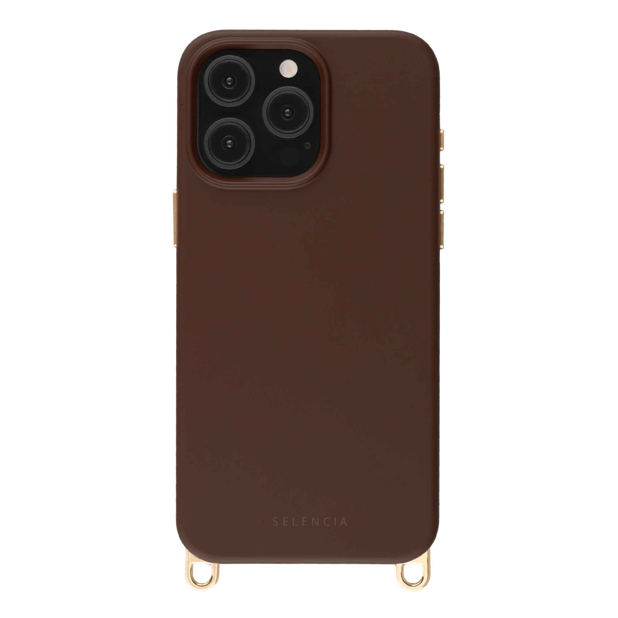 Selencia Rivièra Backcover mit MagSafe mit abnehmbaren Haken für das Apple iPhone 15 Pro Max - Choco Brown