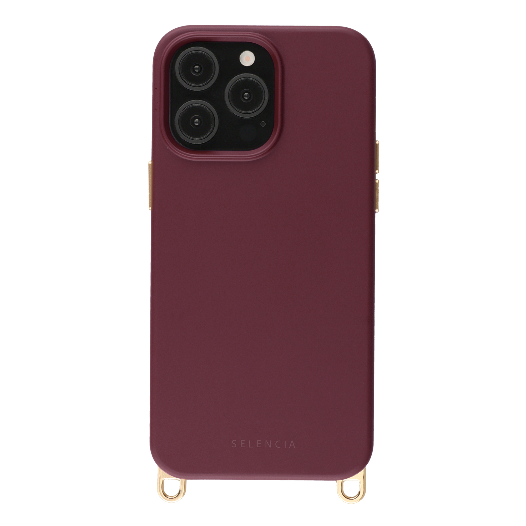 Selencia Rivièra Backcover mit MagSafe mit abnehmbaren Haken für das Apple iPhone 13 Pro - Bold Burgundy