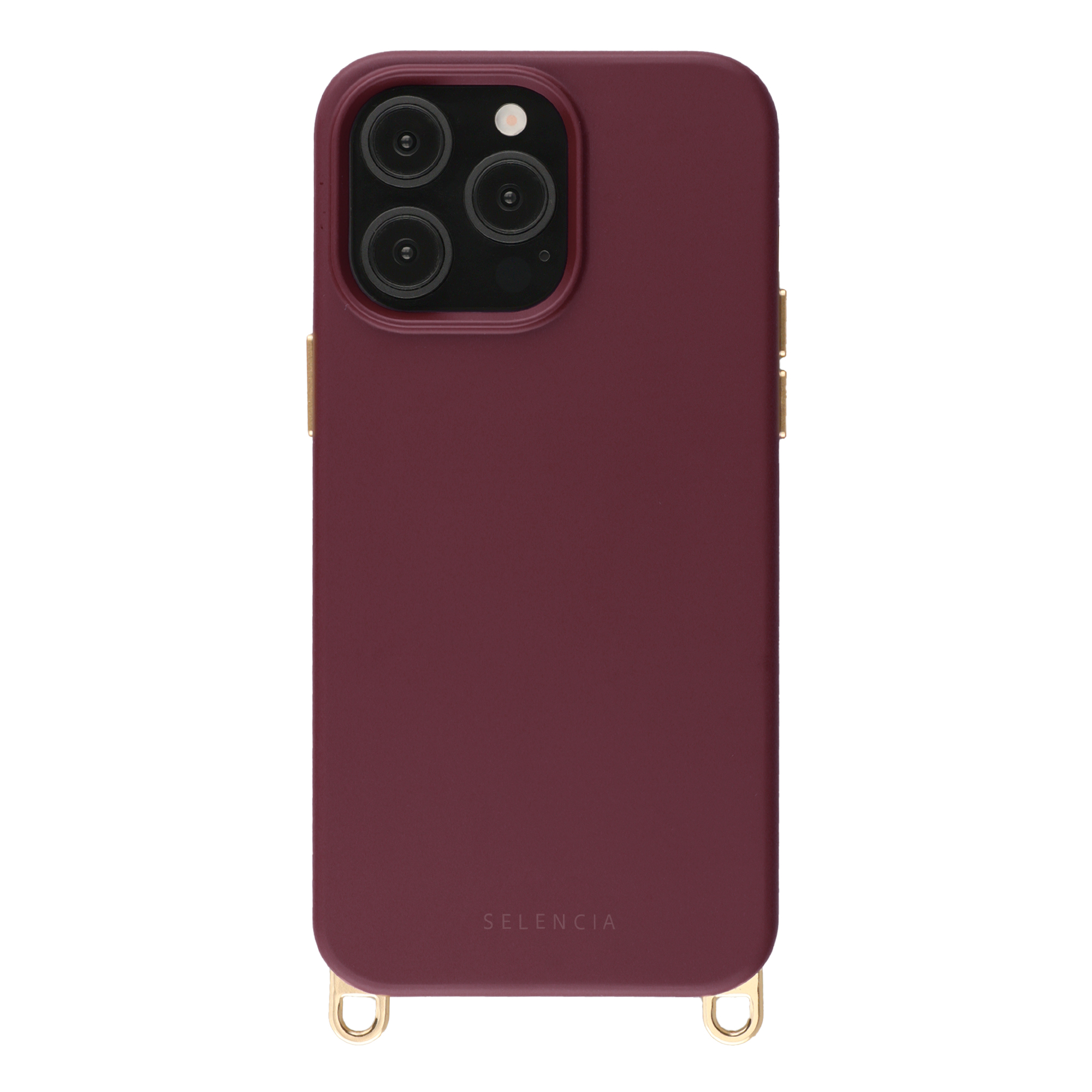 Selencia Rivièra Backcover mit MagSafe mit abnehmbaren Haken für das Apple iPhone 14 Pro - Bold Burgundy