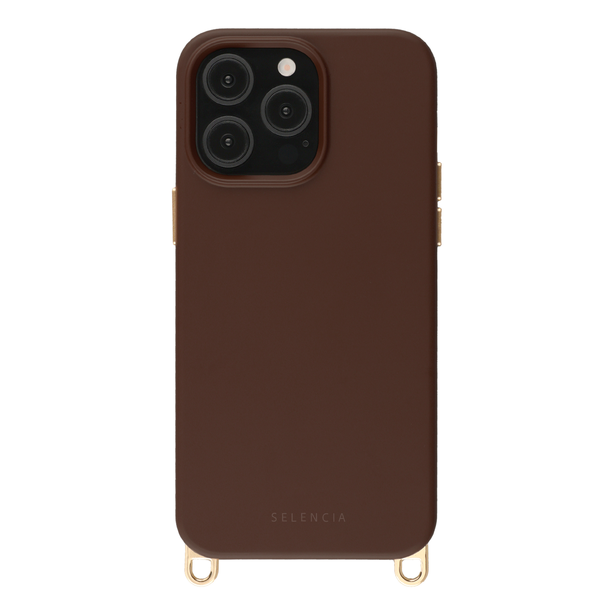 Selencia Rivièra Backcover mit MagSafe mit abnehmbaren Haken für das Apple iPhone 14 Pro - Choco Brown