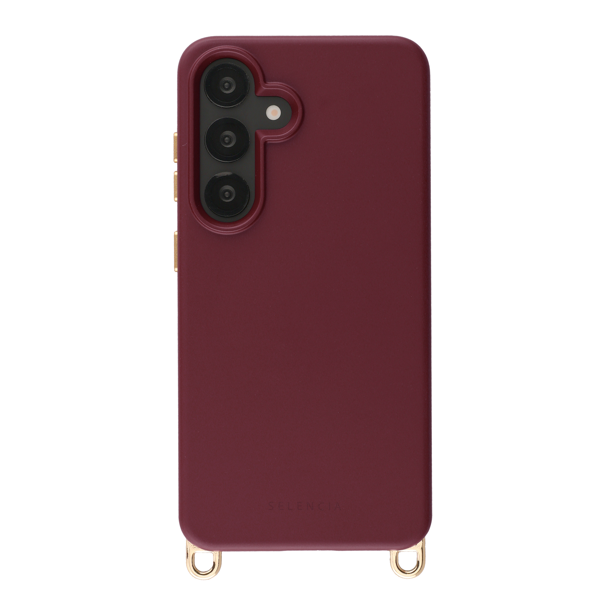 Selencia Rivièra Backcover mit MagSafe mit abnehmbaren Haken für das Samsung Galaxy S25 / S24 - Bold Burgundy