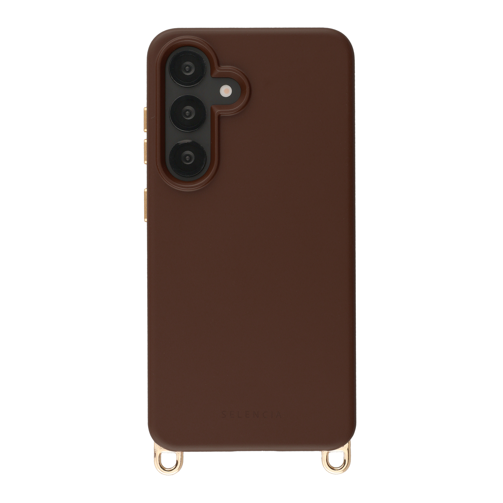 Selencia Rivièra Backcover mit MagSafe mit abnehmbaren Haken für das Samsung Galaxy S25 / S24 - Choco Brown