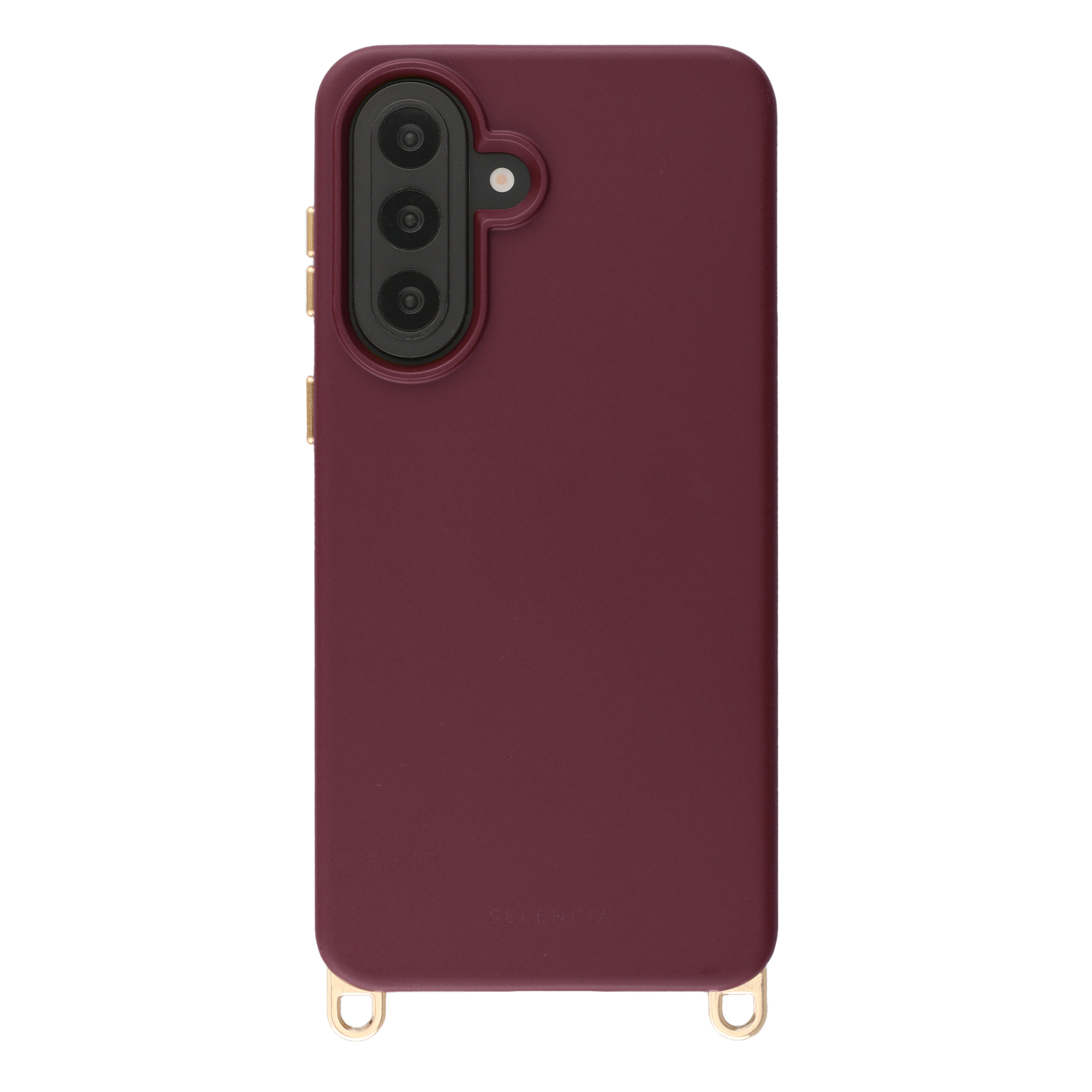 Selencia Rivièra Backcover mit MagSafe mit abnehmbaren Haken für das Samsung Galaxy A57 (5G) - Bold Burgundy