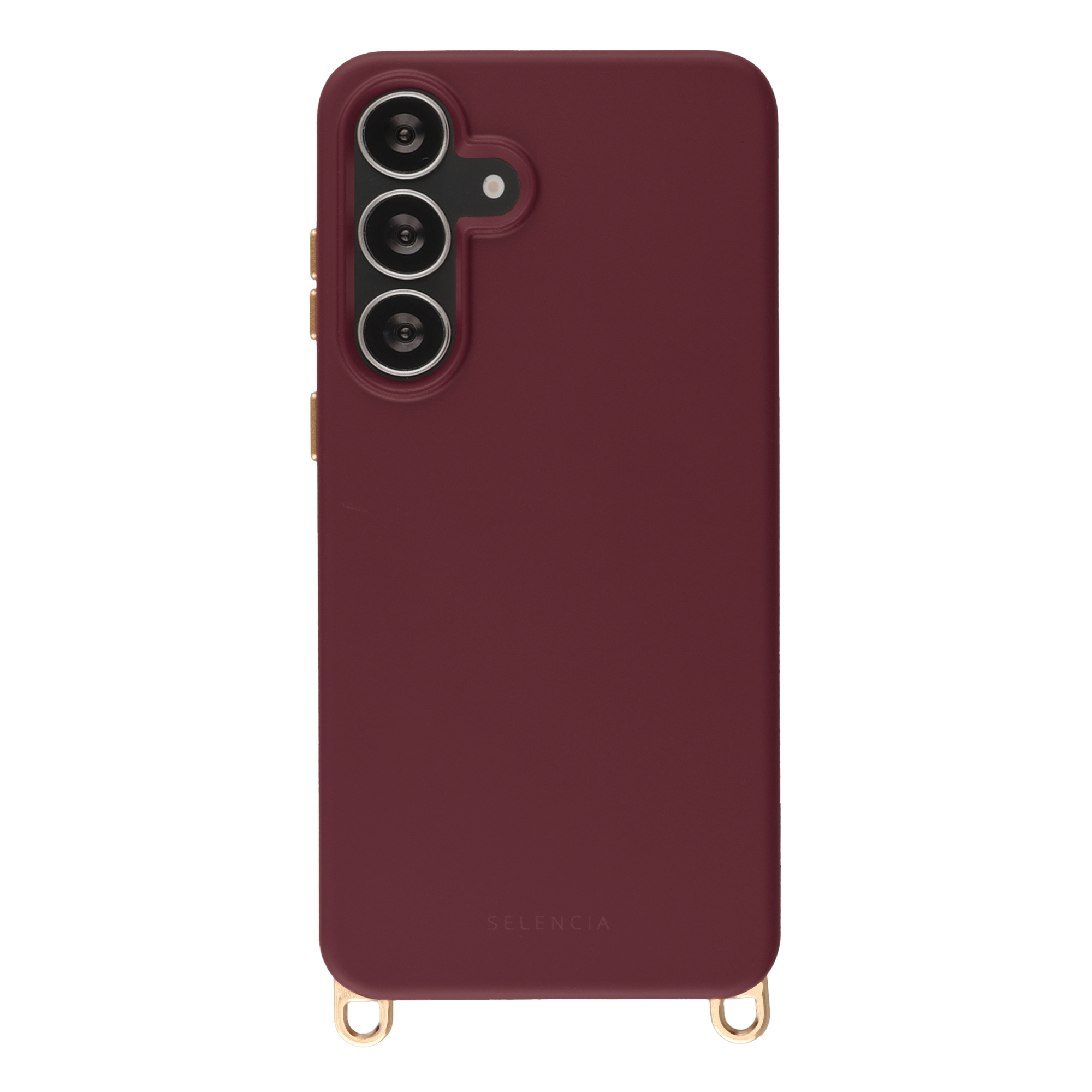 Selencia Rivièra Backcover mit MagSafe mit abnehmbaren Haken für das Samsung Galaxy S25 FE - Bold Burgundy