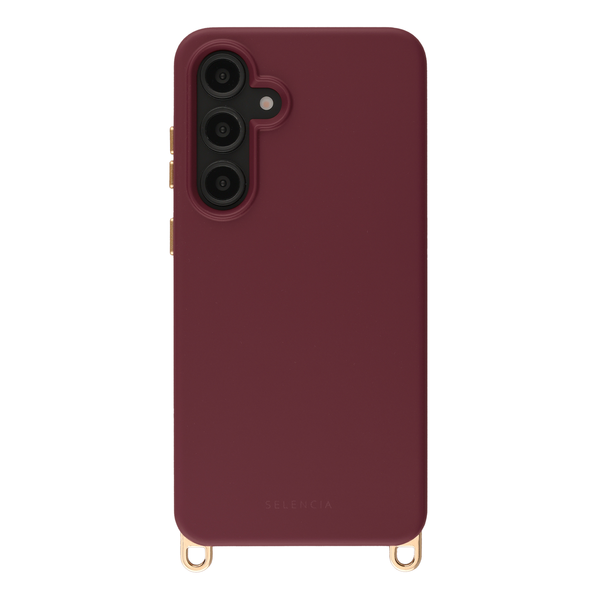 Selencia Rivièra Backcover mit MagSafe mit abnehmbaren Haken für das Samsung Galaxy S24 FE - Bold Burgundy