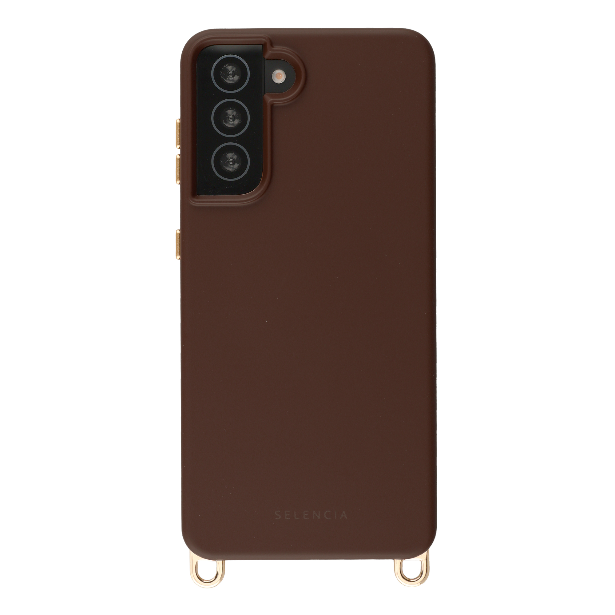 Selencia Rivièra Backcover mit MagSafe mit abnehmbaren Haken für das Samsung Galaxy S21 - Choco Brown