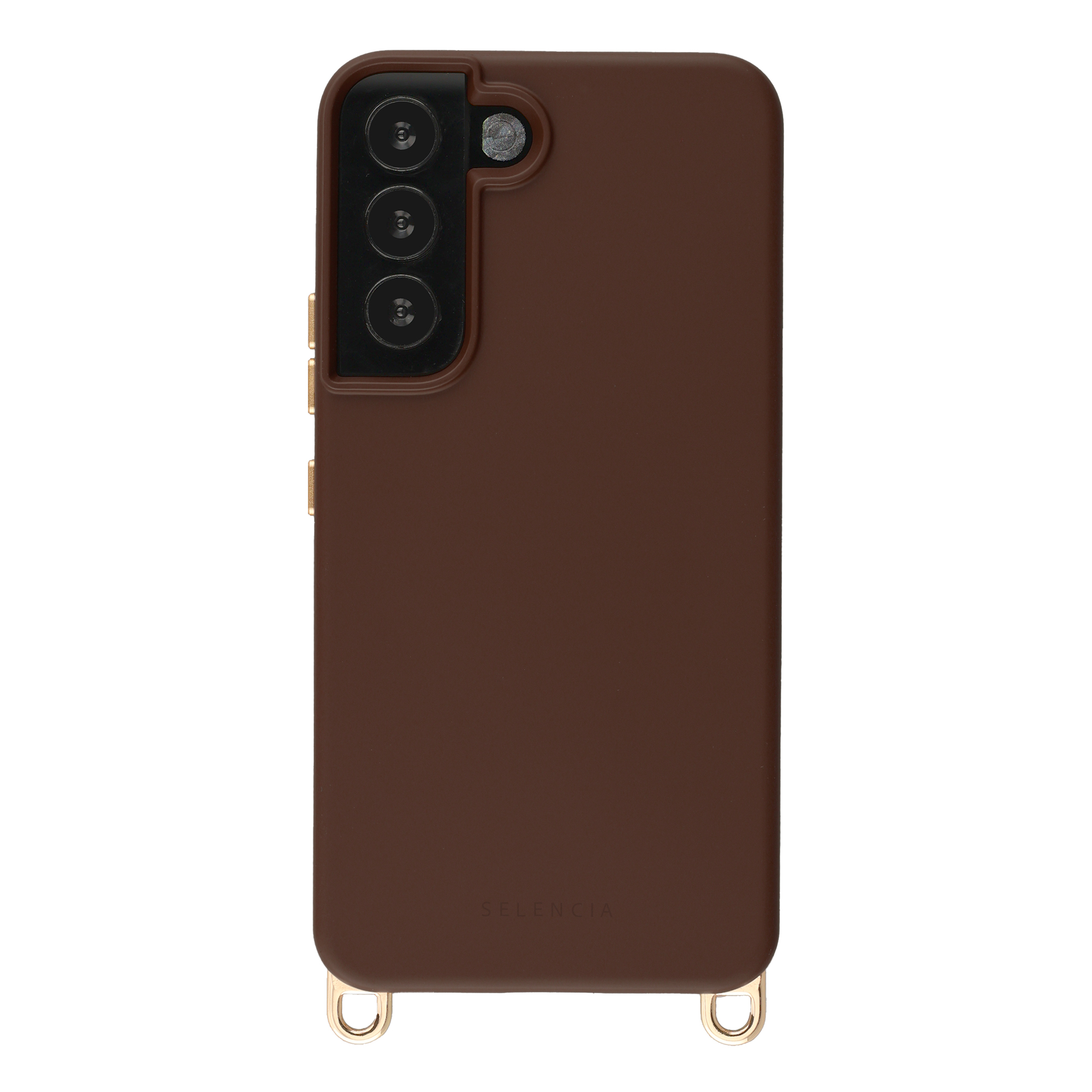 Selencia Rivièra Backcover mit MagSafe mit abnehmbaren Haken für das Samsung Galaxy S22 - Choco Brown
