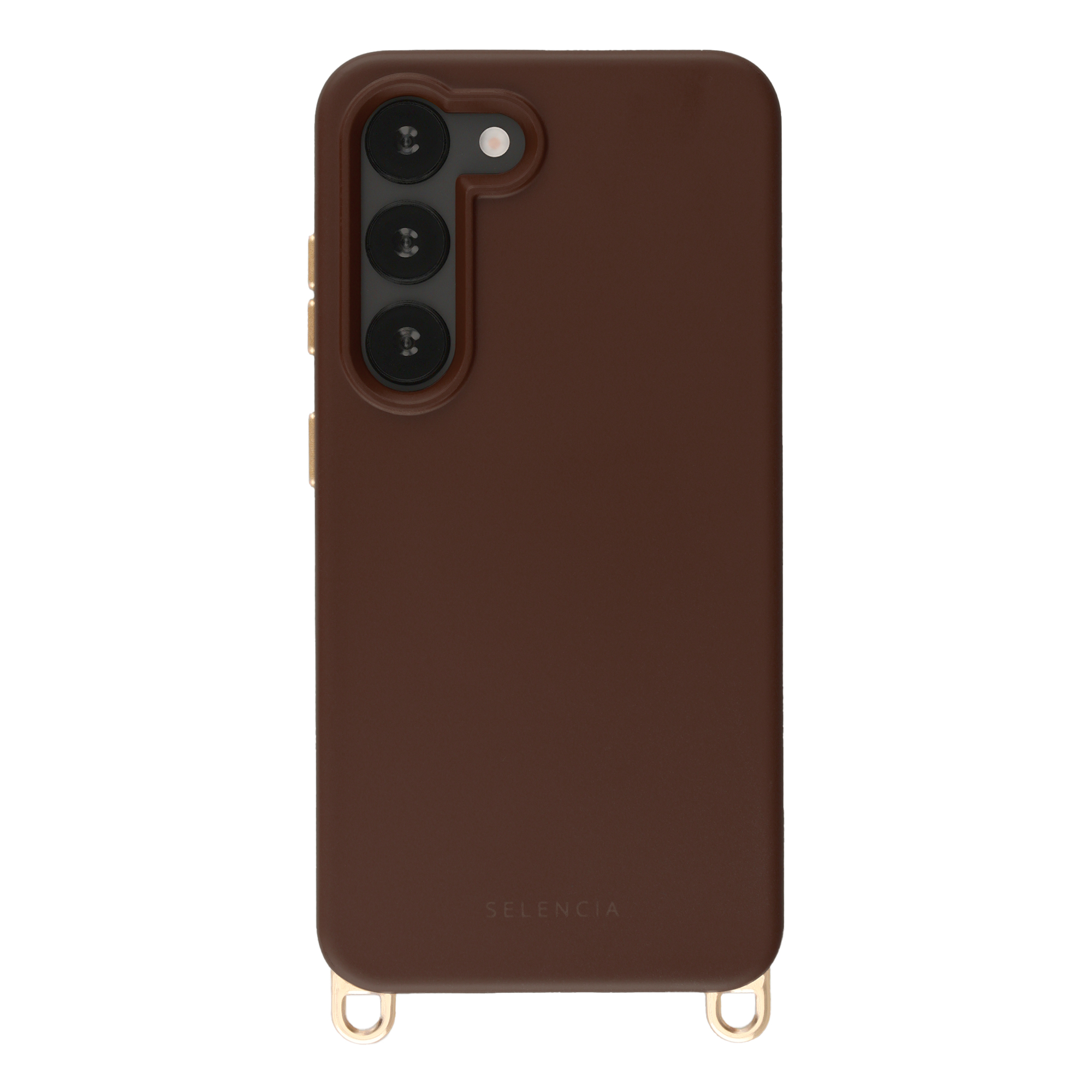 Selencia Rivièra Backcover mit MagSafe mit abnehmbaren Haken für das Samsung Galaxy S23 - Choco Brown
