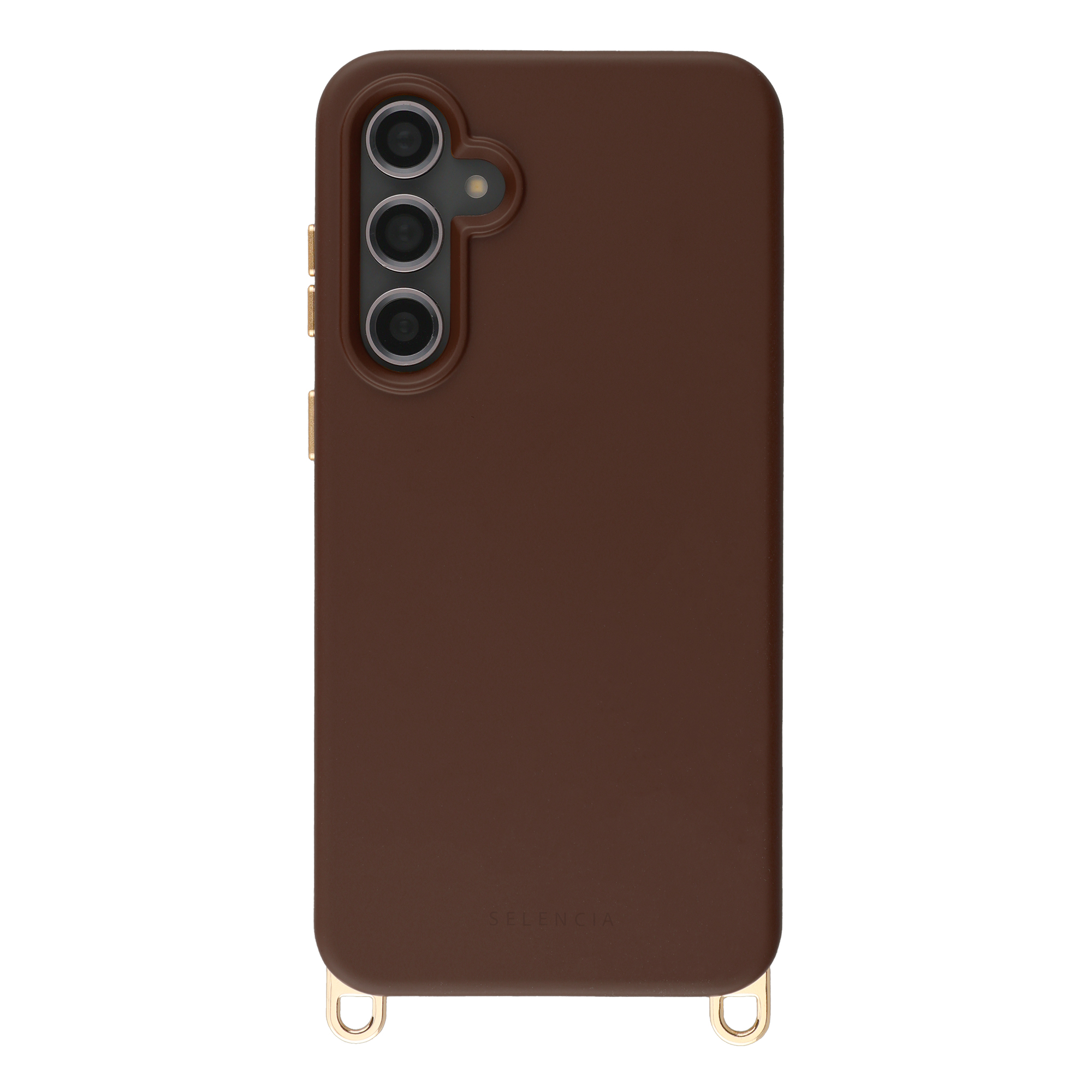 Selencia Rivièra Backcover mit MagSafe mit abnehmbaren Haken für das Samsung Galaxy S23 FE - Choco Brown