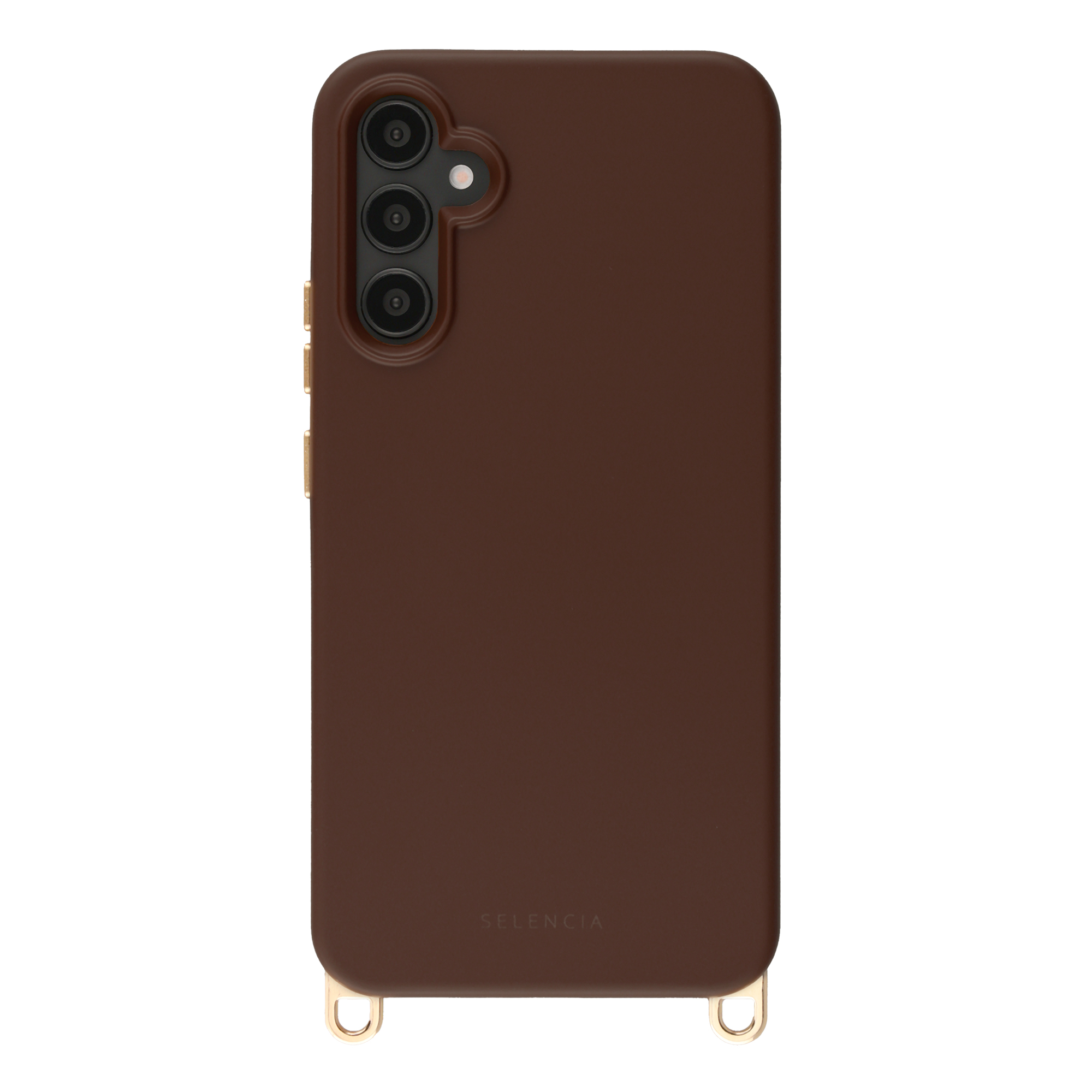 Selencia Rivièra Backcover mit MagSafe mit abnehmbaren Haken für das Samsung Galaxy A34 (5G) - Choco Brown
