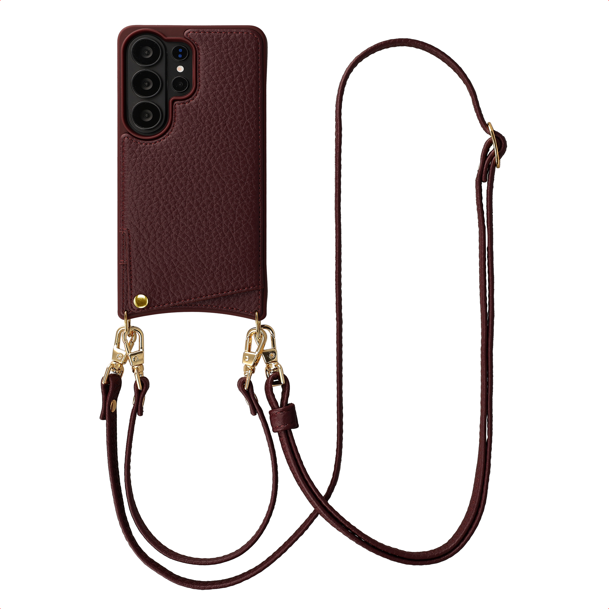 Selencia Nova HandyHülle mit Kordel und Kartenhalter für das Samsung Galaxy S26 Ultra - Bold Burgundy