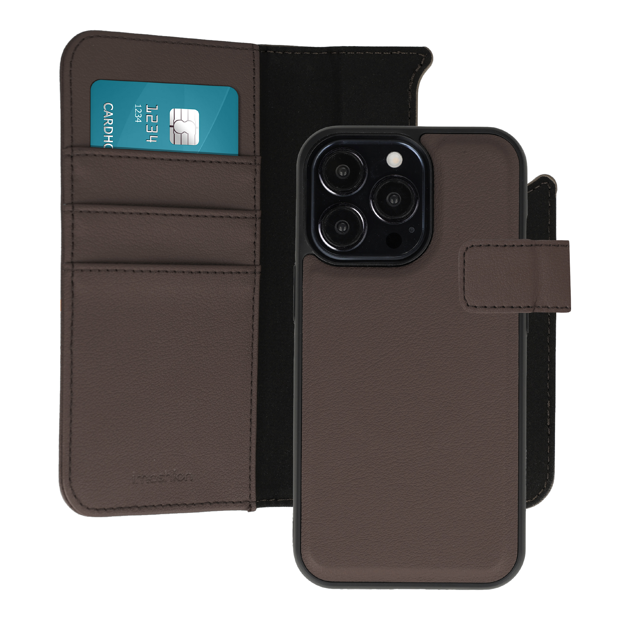 imoshion Herausnehmbare 2-in-1 Luxus-Bookcase für das Apple iPhone 13 Pro - Braun