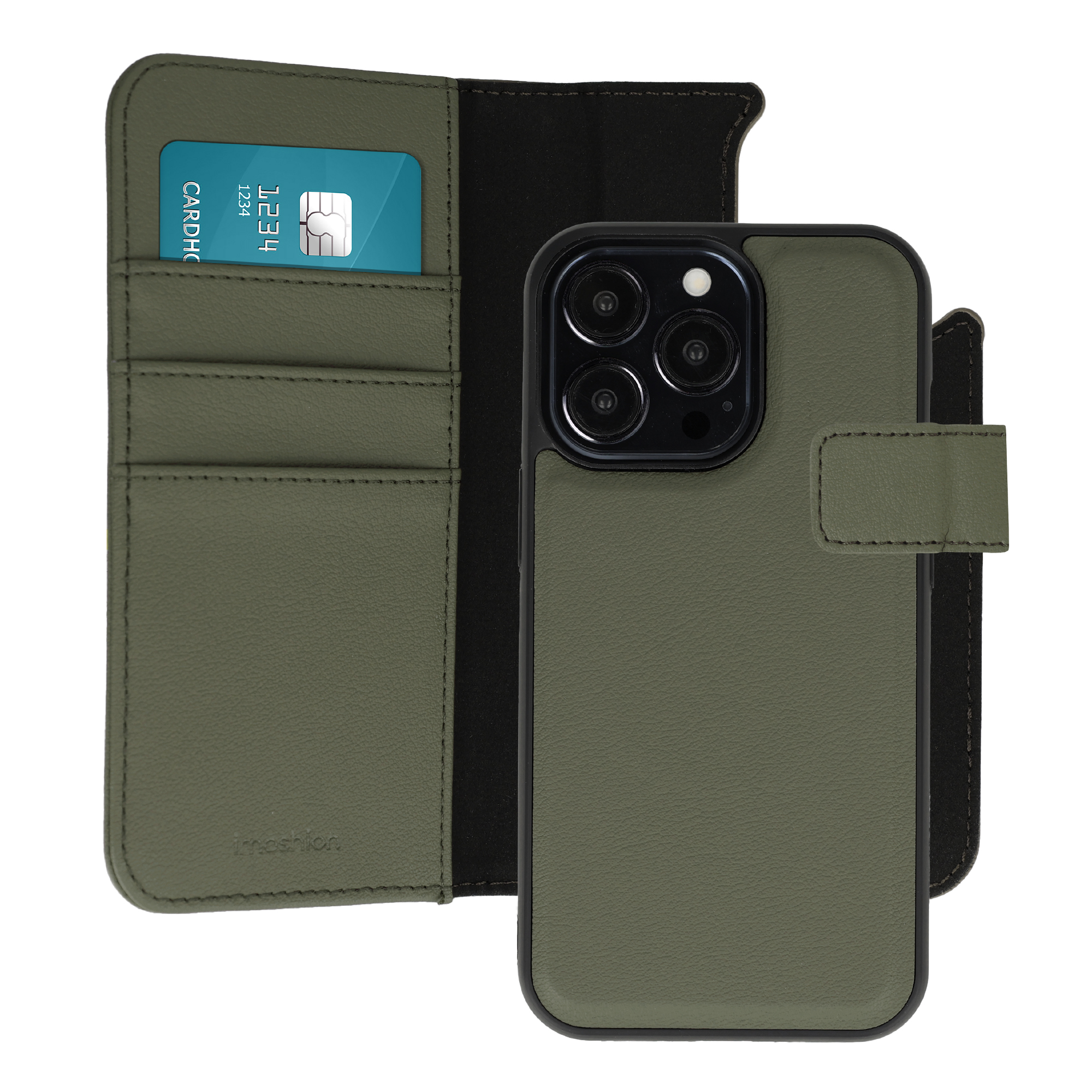 imoshion Herausnehmbare 2-in-1 Luxus-Bookcase für das Apple iPhone 13 Pro - Grün