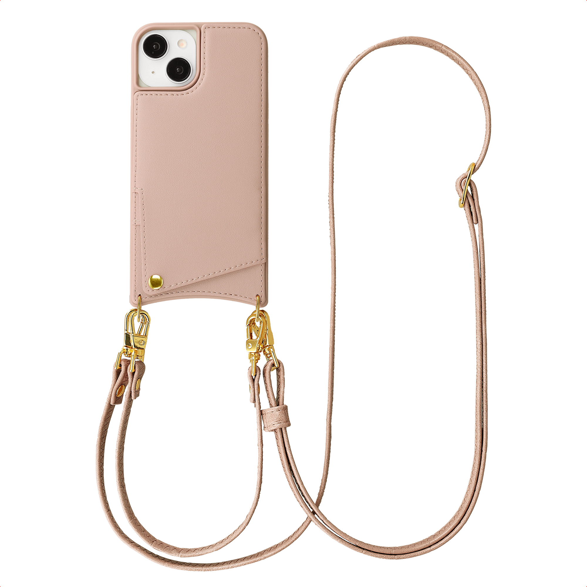 Selencia Nova HandyHülle mit Kordel und Kartenhalter für das Apple iPhone 14 / 13 - Dusty Rose