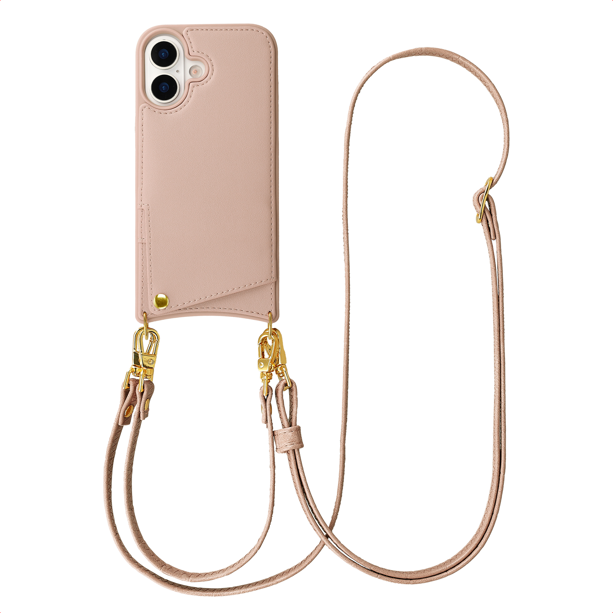 Selencia Nova HandyHülle mit Kordel und Kartenhalter für das Apple iPhone 16 - Dusty Rose
