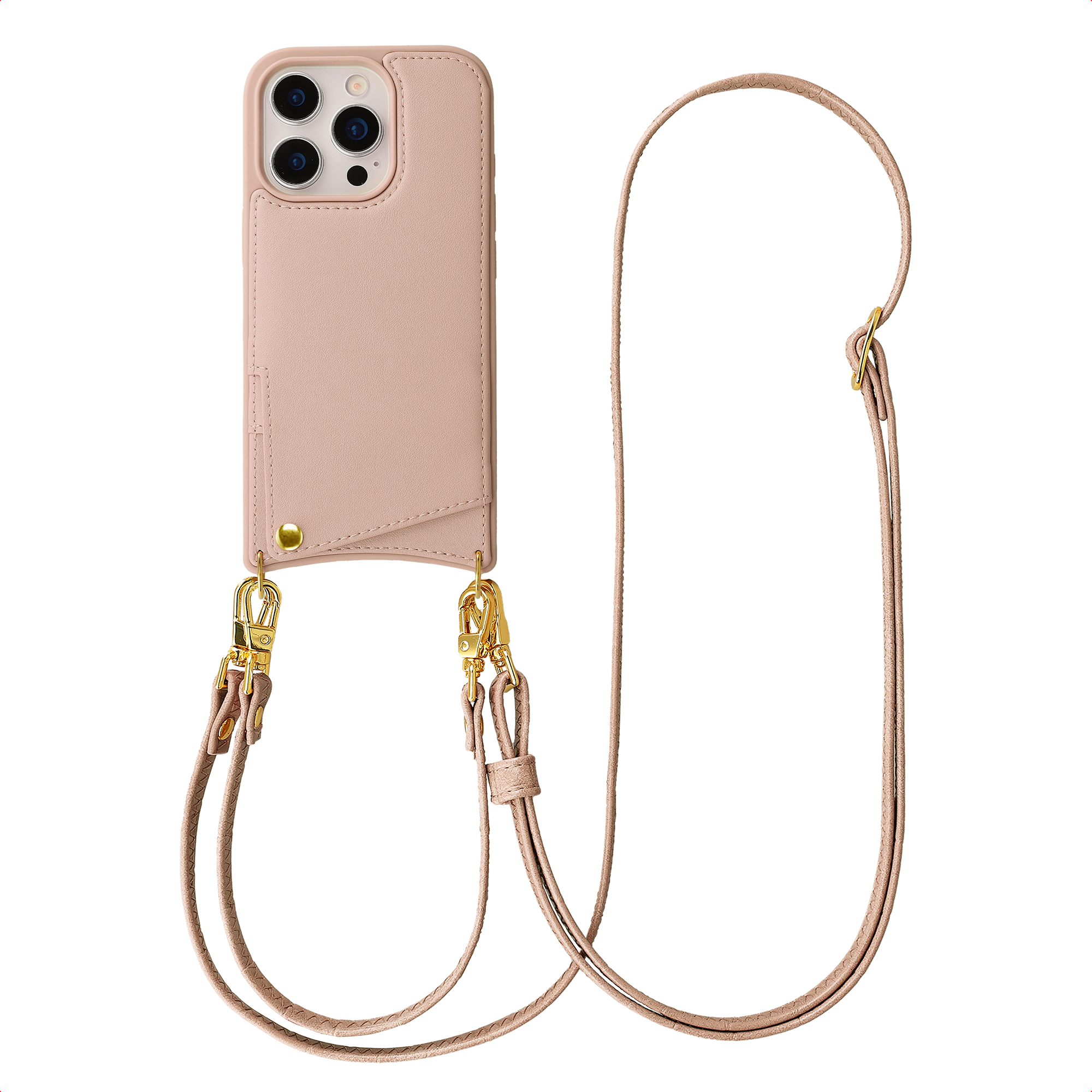 Selencia Nova HandyHülle mit Kordel und Kartenhalter für das Apple iPhone 16 Pro - Dusty Rose