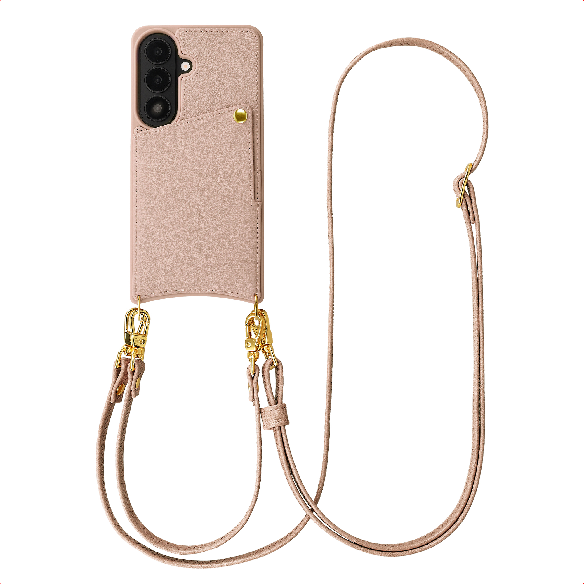 Selencia Nova HandyHülle mit Kordel und Kartenhalter für das Samsung Galaxy S26 - Dusty Rose