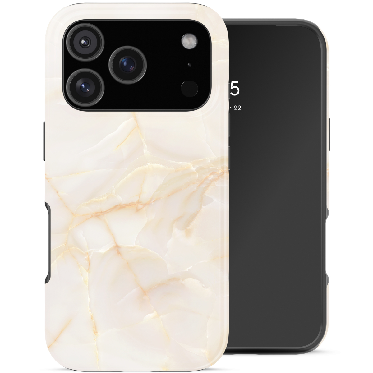 Selencia Vivid Back Cover für das Apple iPhone 18 Pro / 17 Pro - Golden Beige Marble