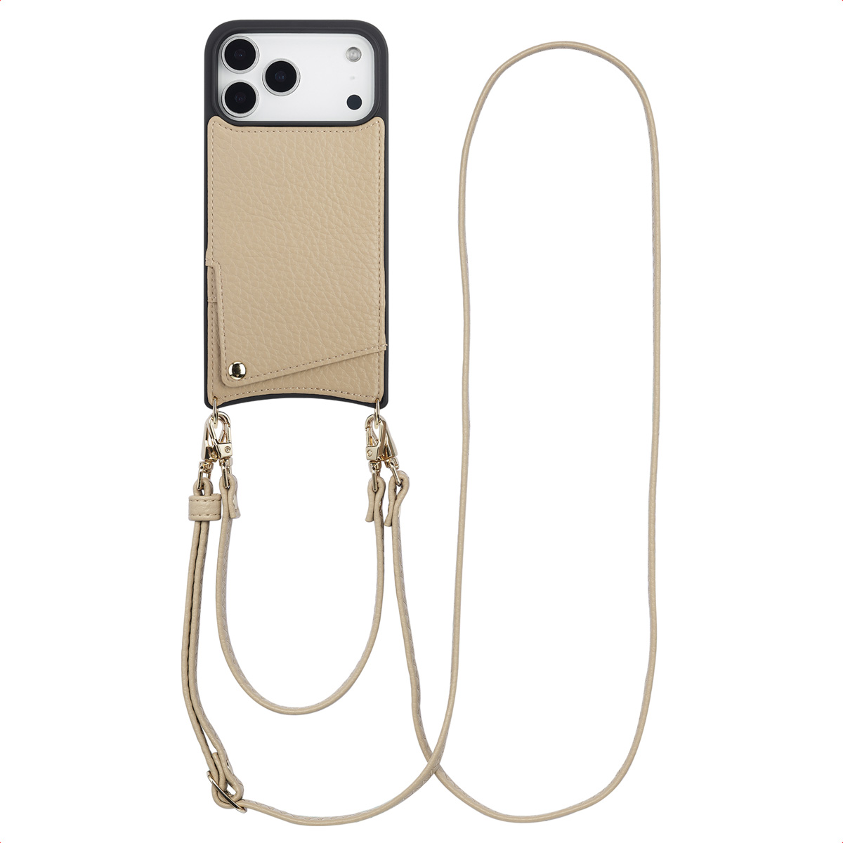 Selencia Nova HandyHülle mit Kordel und Kartenhalter für das Apple iPhone 18 Pro / 17 Pro - Beige