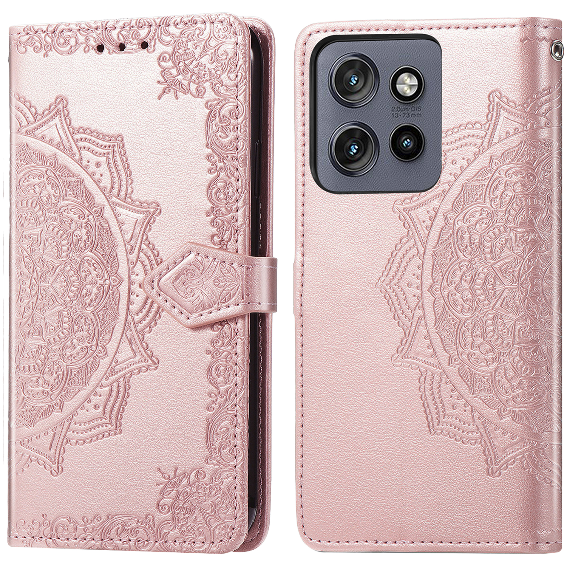 imoshion Mandala Klapphülle für das Motorola Thinkphone 25 / Edge 50 Neo / Edge 60 Neo - Rosé gold