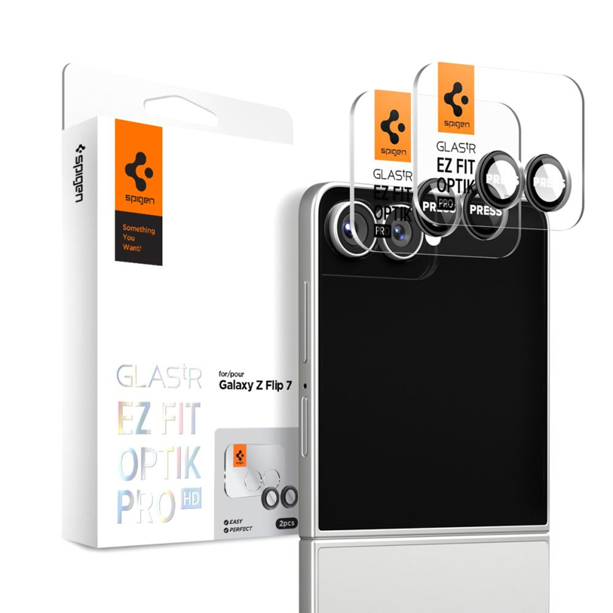 Spigen Optik.tR EZ Fit Pro HD Camera Glass (2 pack) (2 Stk., Samsung Galaxy Z Flip7, Samsung Galaxy Z Flip8), Smartphone Schutzfolie, Schwarz - Image 4