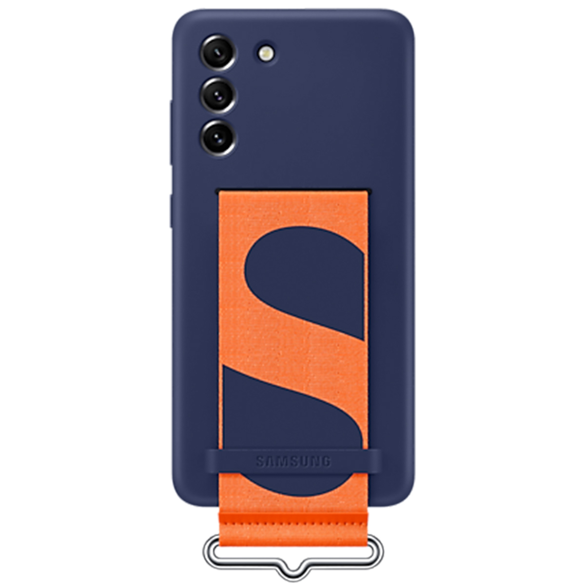 Original Silikon-Cover mit Band für das Samsung Galaxy S21 FE - Dunkelblau