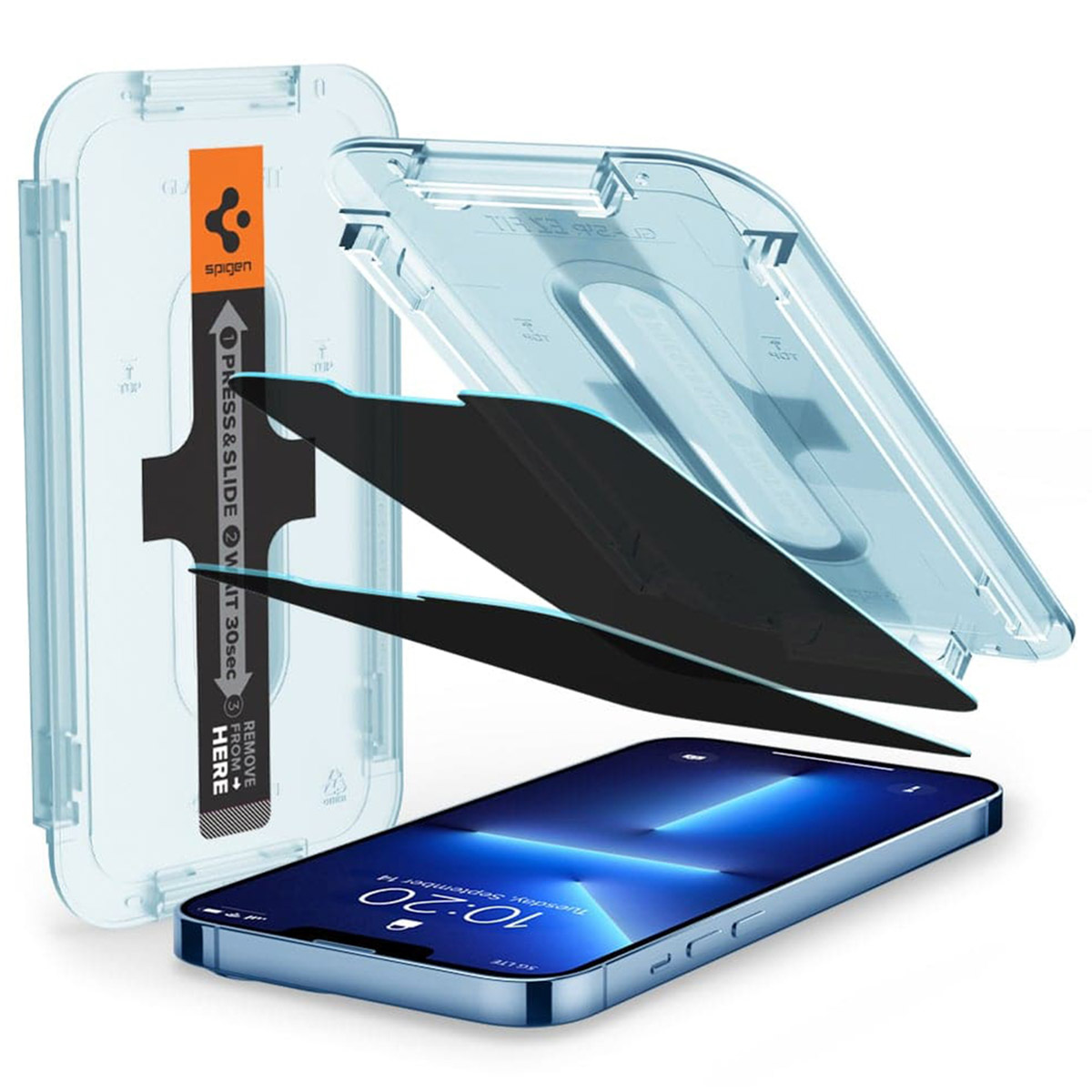 Spigen Displayschutzfolie Privacy Glastr Ez Fit Für Apple Iphone 14 Plus / 13 Pro Max, Gehärtetes Glas, Vollverklebung, Set 2 Stück Agl03378 - Image 4