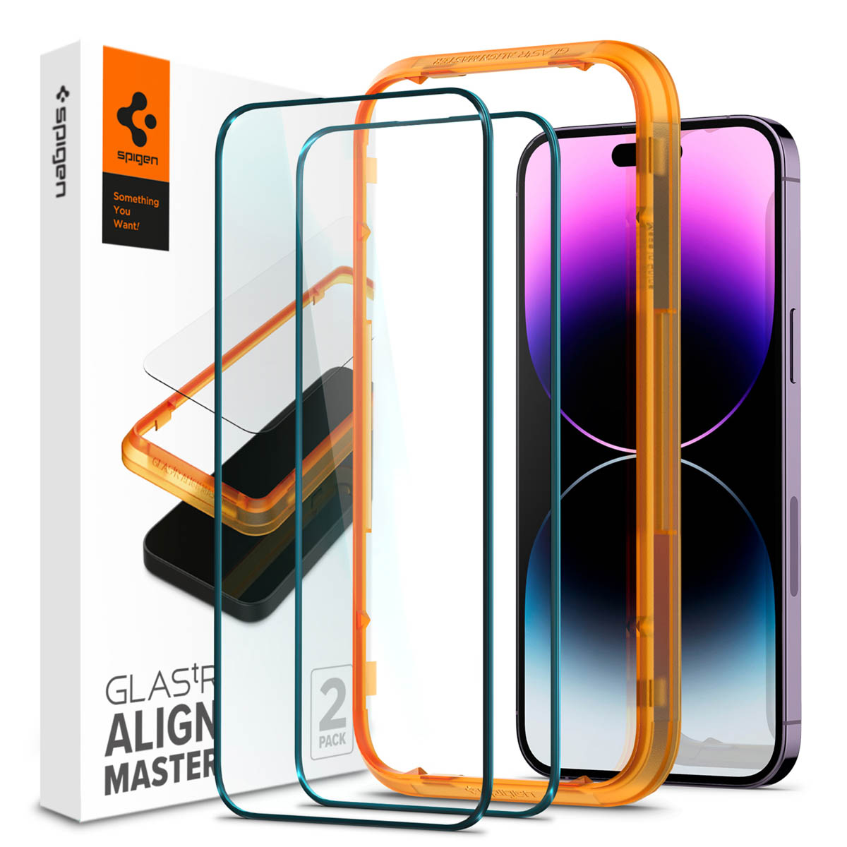 Spigen GLAStR Fit Displayschutzfolie 2er-Pack + Applicator für das Apple iPhone 14 Pro Max
