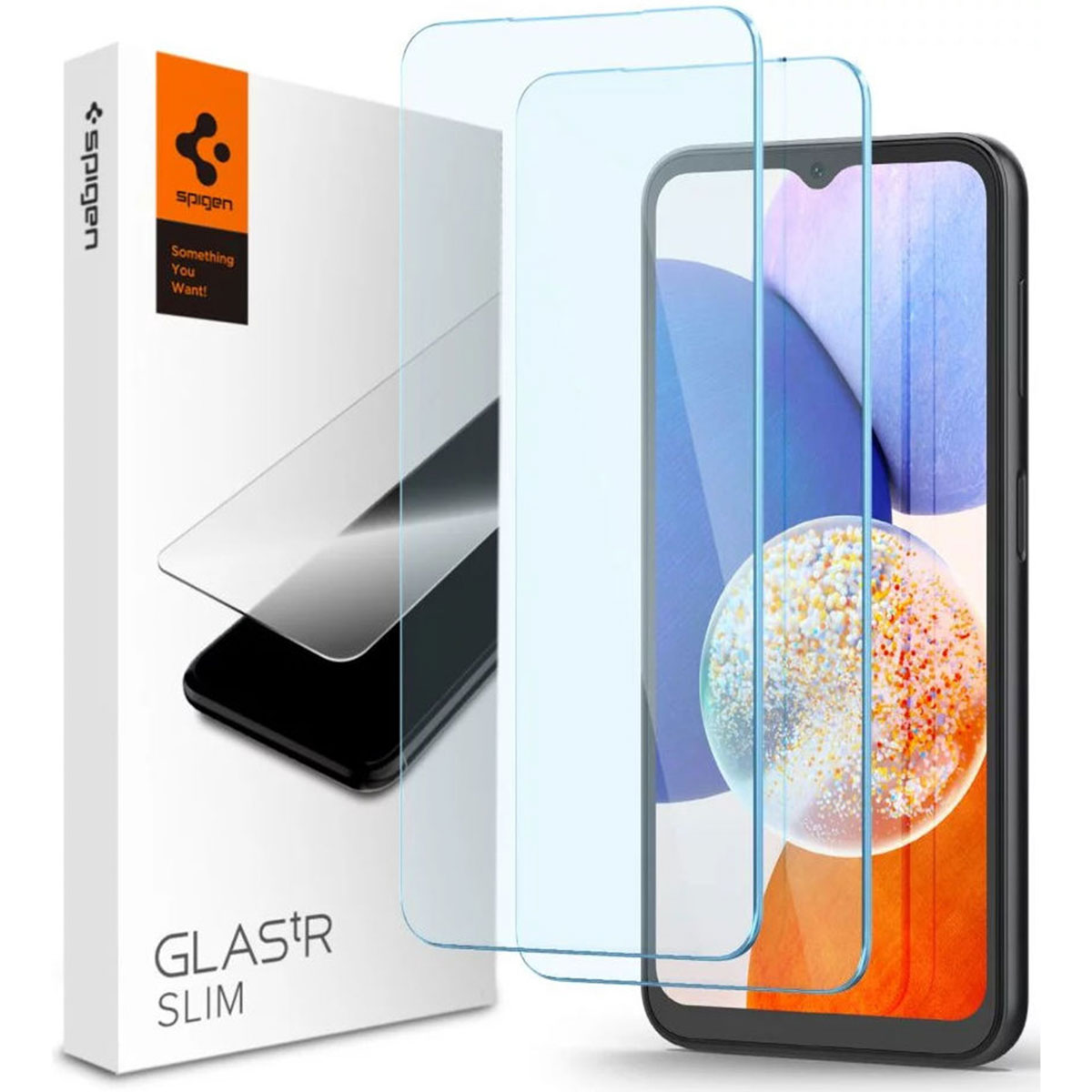 Spigen GLAStR Slim Displayschutzfolie 2-pack für das Samsung Galaxy A14 (5G/4G)