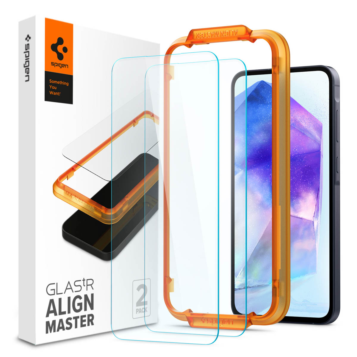 Spigen GLAStR Fit Displayschutzfolie 2er-Pack + Applicator für das Samsung Galaxy A55 - Image 1