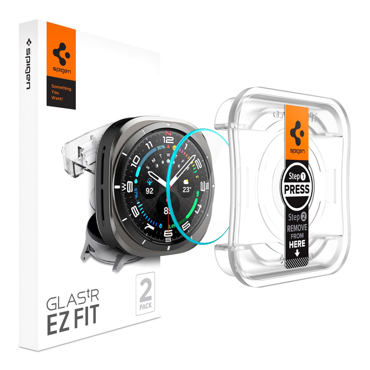 Spigen EZ FIT Glas.tR Displayschutzfolie mit Applikator für Samsung Galaxy Watch Ultra (2024/2025) - Transparent