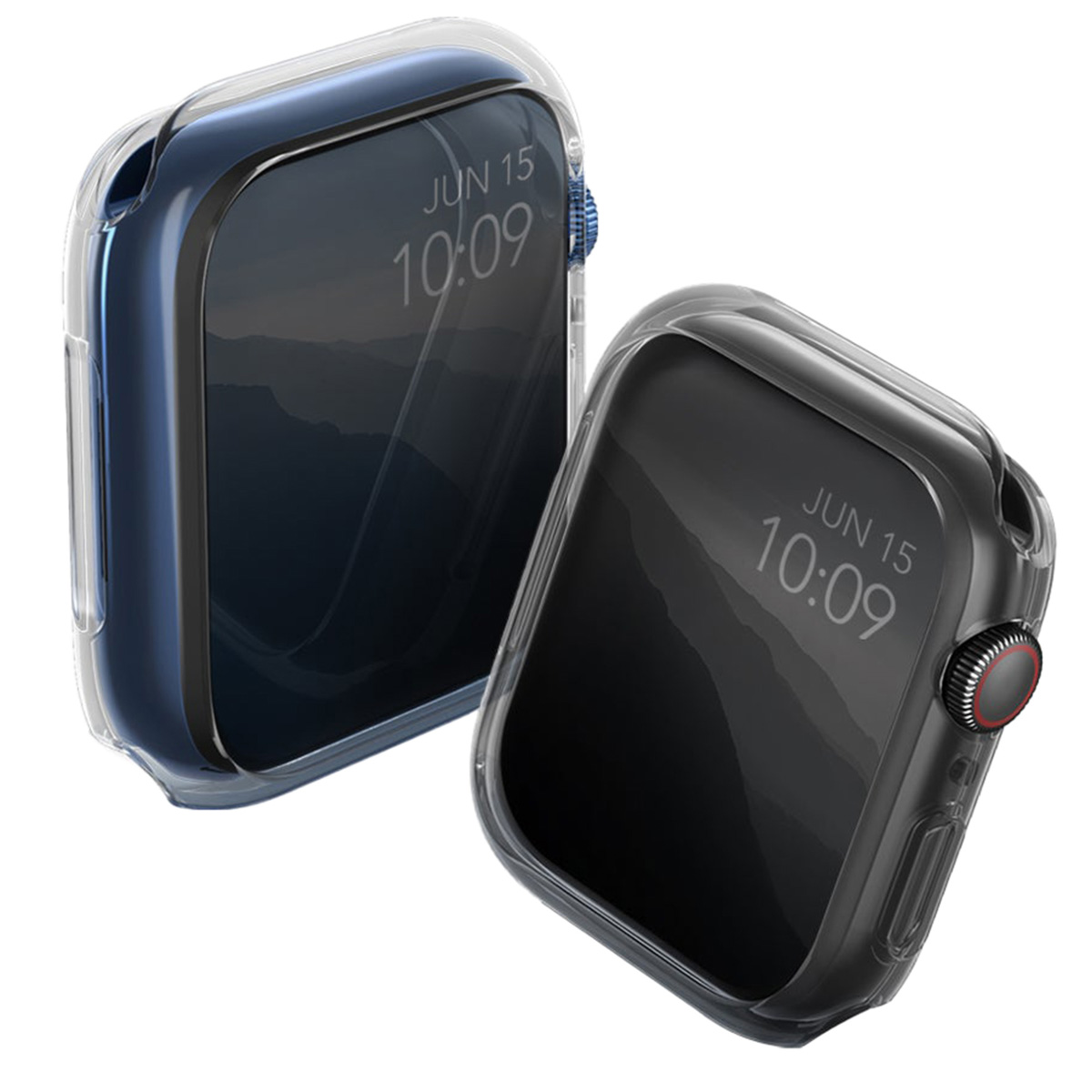 Uniq 2x Glase Soft Case für das Apple Watch 7 / 8 / 9 - 41 mm - Clear / Smoke