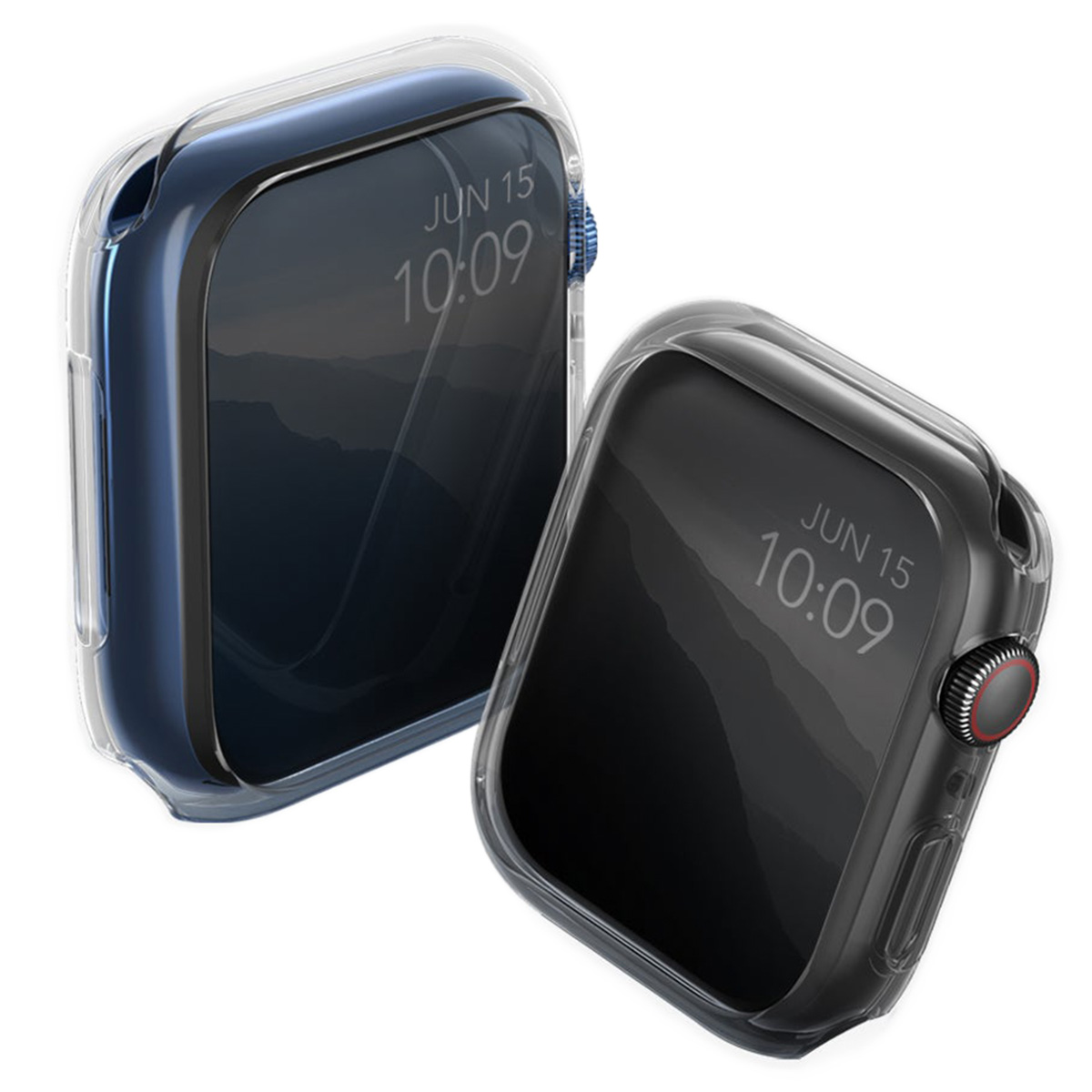 Uniq 2x Glase Soft Case für das Apple Watch 7 / 8 / 9 - 45 mm - Clear / Smoke