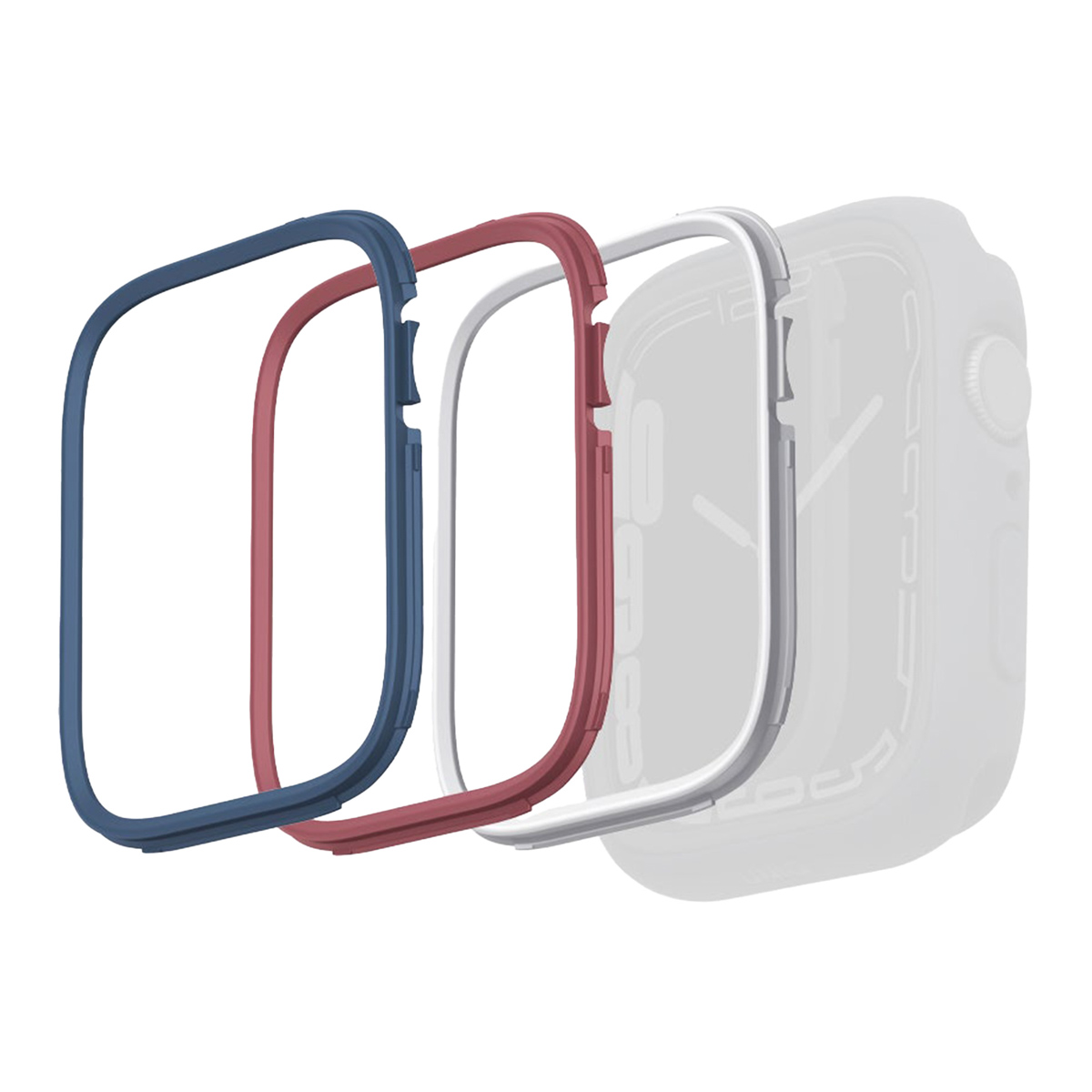 Uniq 3er-Pack Bezels – Moduo Bezel Bundel für das Apple Watch - 44 / 45 mm - Blue & Red & White