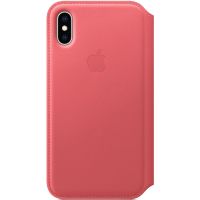 Apple Leather Folio Klapphülle Peony Pink für das iPhone Xs / X