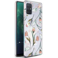 iMoshion Design Hülle Samsung Galaxy A71 - Blume - Rosa / Grün