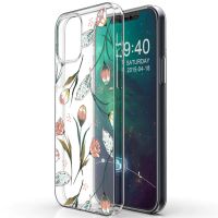 iMoshion Design Hülle iPhone 12 (Pro) - Blume - Rosa / Grün