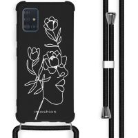 iMoshion Design Hülle mit Band für das Samsung Galaxy A51 - Woman Flower Black