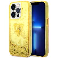 Guess Liquid Glitter Back Cover für das iPhone 14 Pro - Gelb